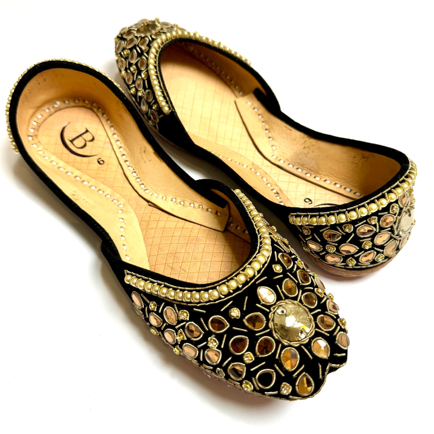 Bisma Handmade Khussa Mojri Indian Punjabi Jutti, Wedding Party Style Kundan(B28)