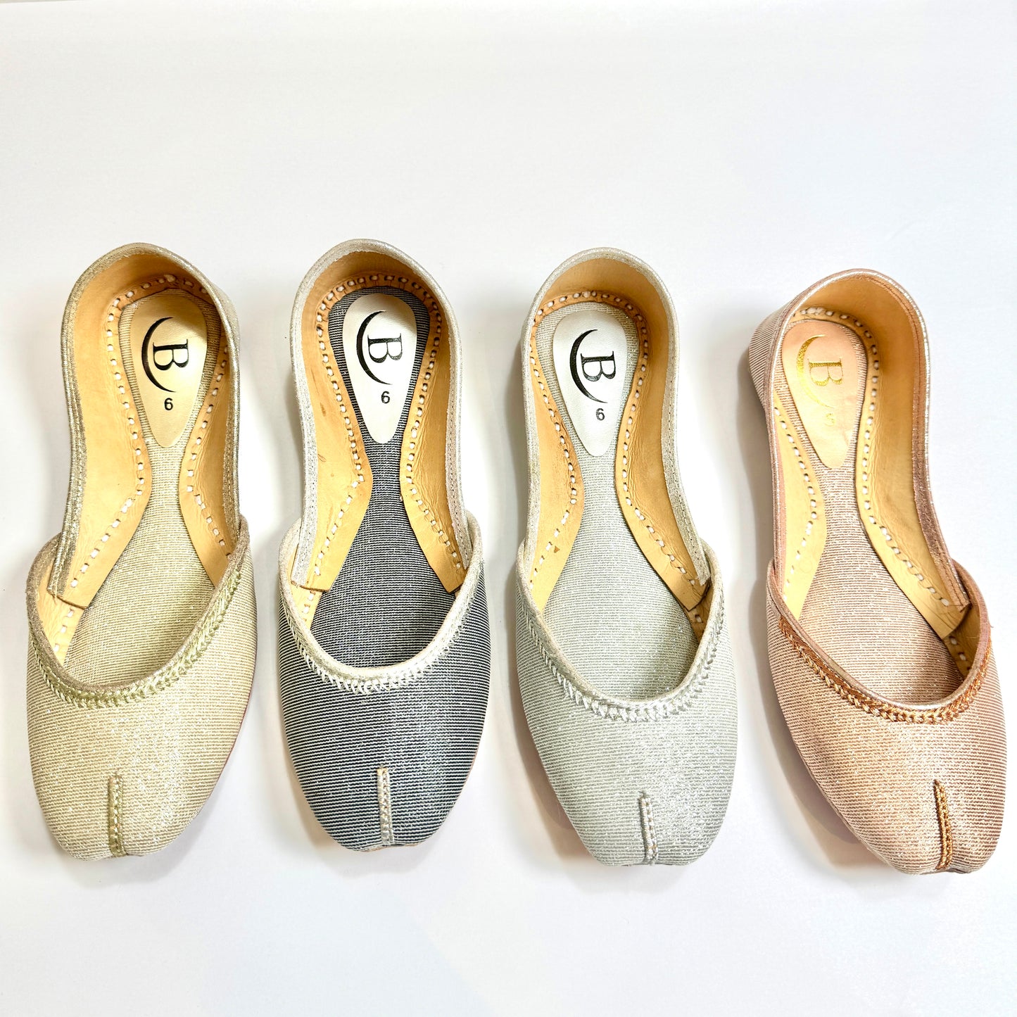 Bisma Handmade Khussa Mojri Indian Punjabi Jutti, Wedding Party Style Glitter Leather Mojri (B21)