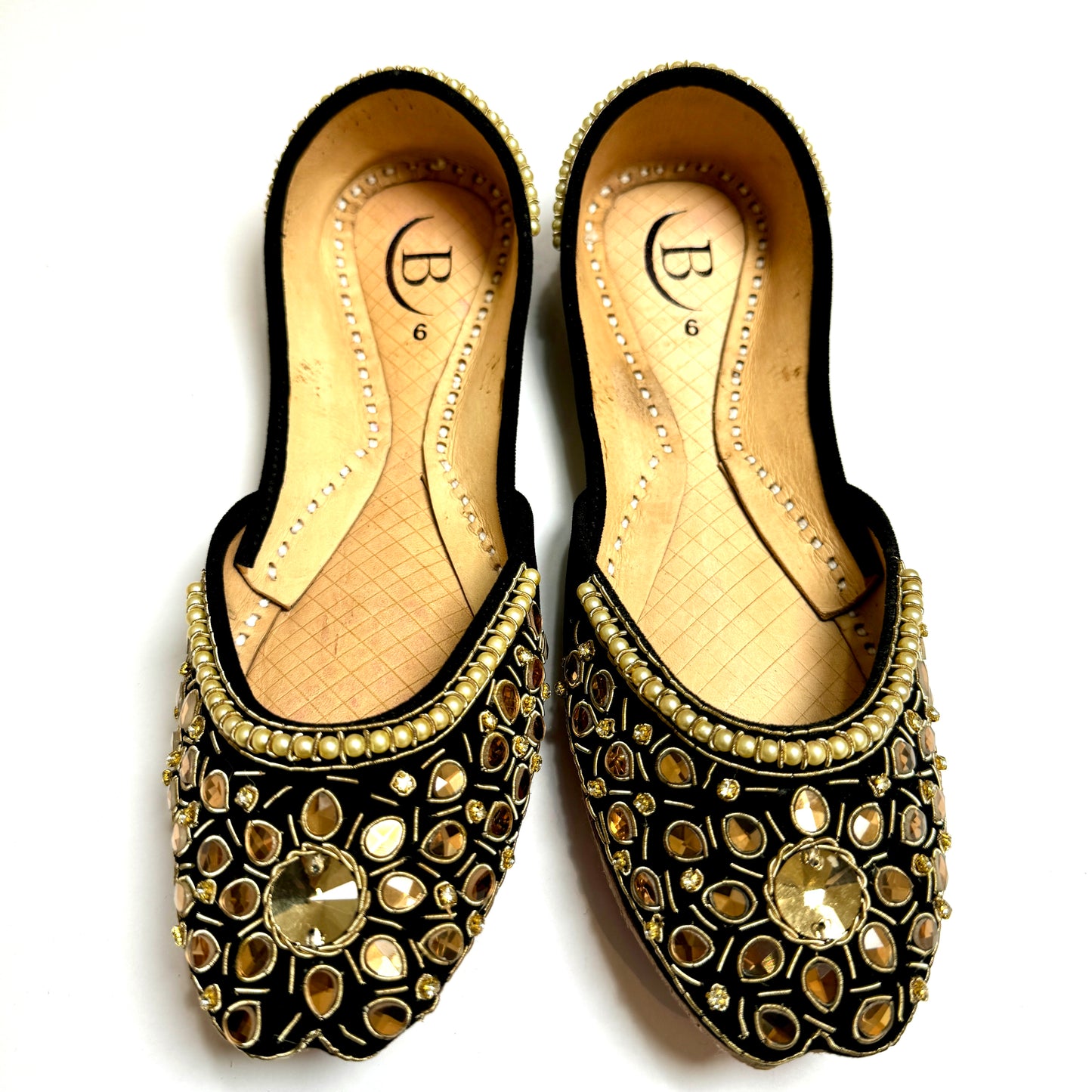 Bisma Handmade Khussa Mojri Indian Punjabi Jutti, Wedding Party Style Kundan(B28)