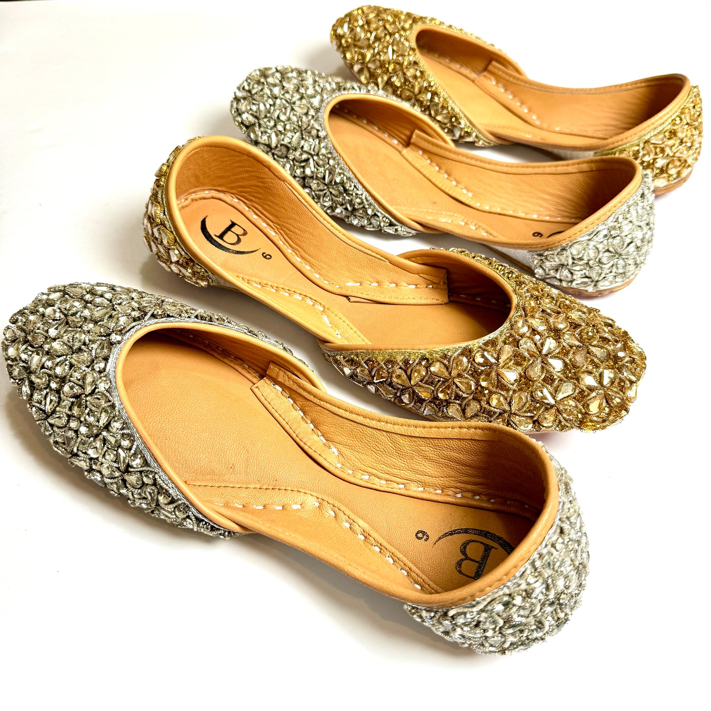 Bisma Handmade Khussa Mojri Indian Punjabi Jutti, Wedding Party Style Kohinoor(B30)