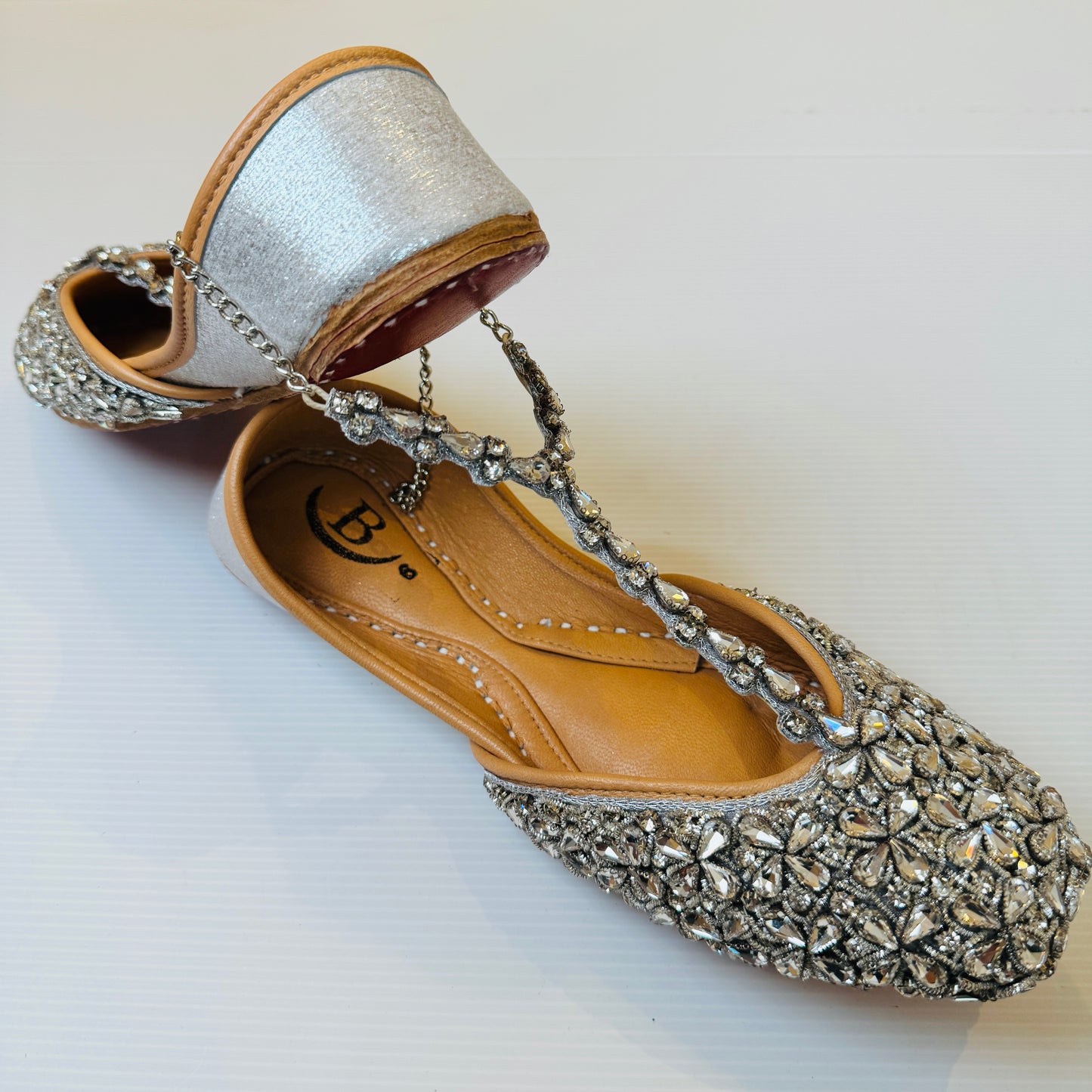 Bisma Handmade Khussa Mojri Indian Punjabi Jutti, Wedding Party Style Kohinoor (B11)