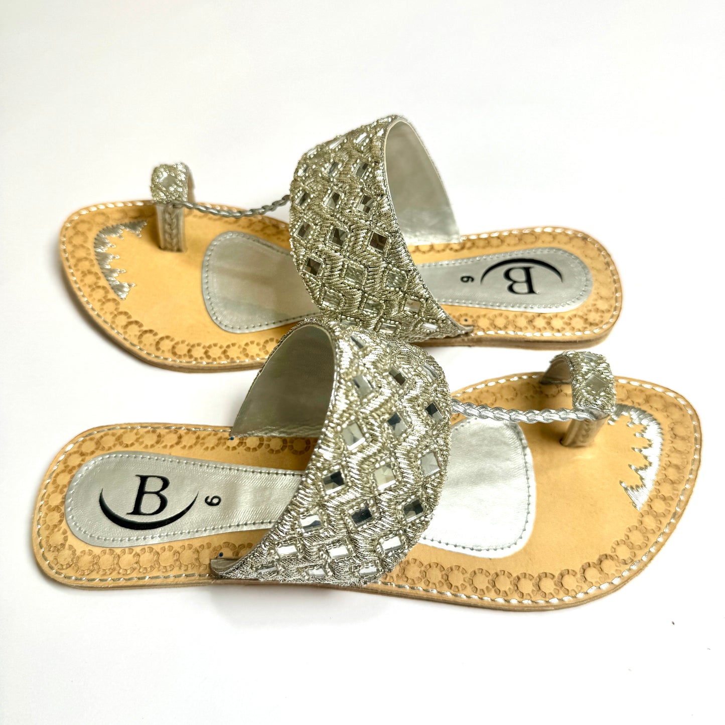 Bisma handmade embroidery toe post leather summer party wedding sandals Sitara (B22)