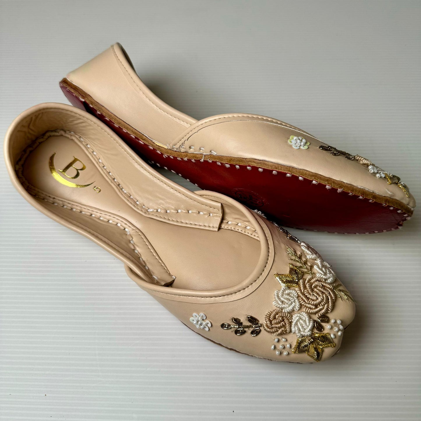 Bisma Handmade Khussa Mojri Indian Punjabi Jutti, Wedding Party Style Saanwri (B3)