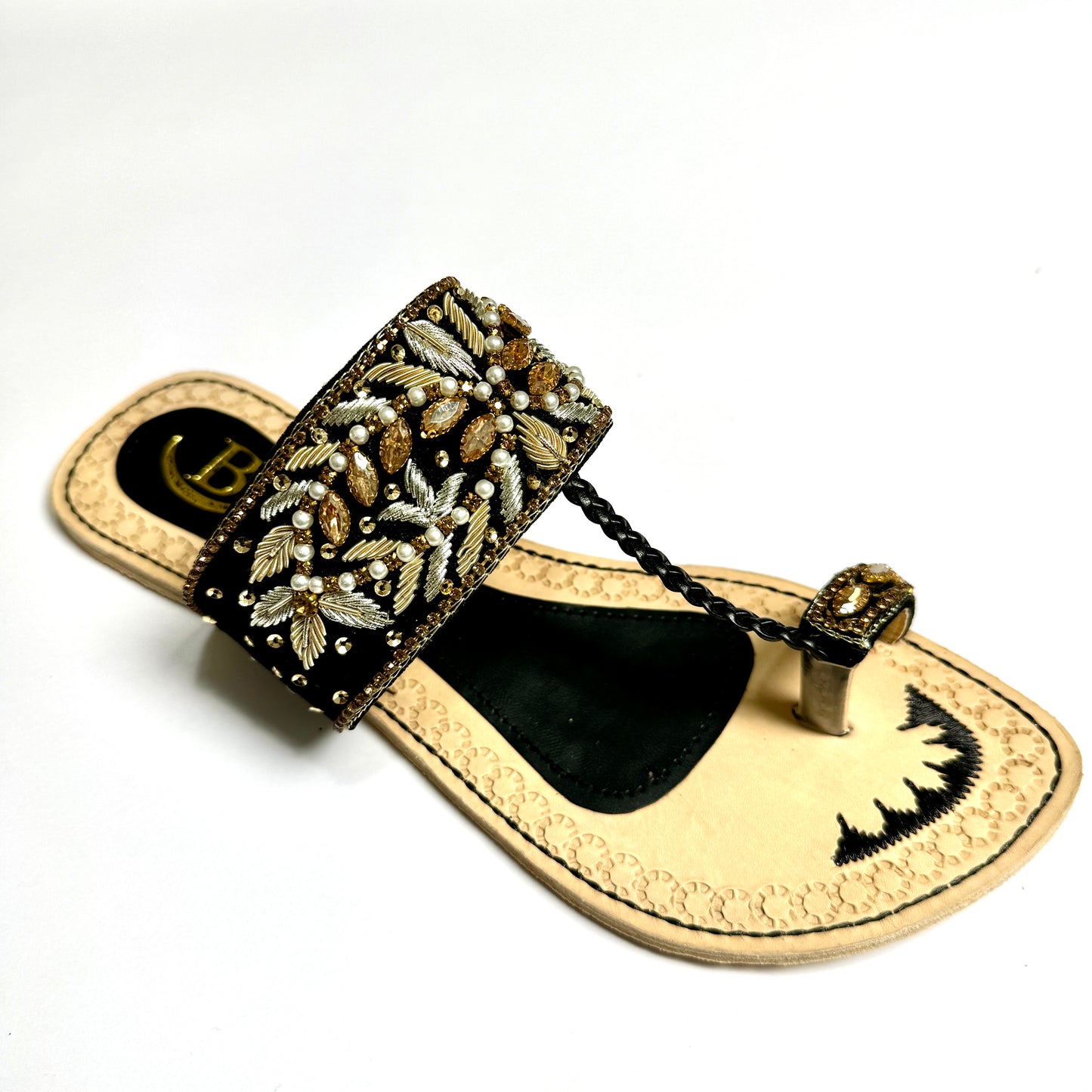 Bisma handmade embroidery toe post leather summer party wedding sandals Rang Mahaal (B18)