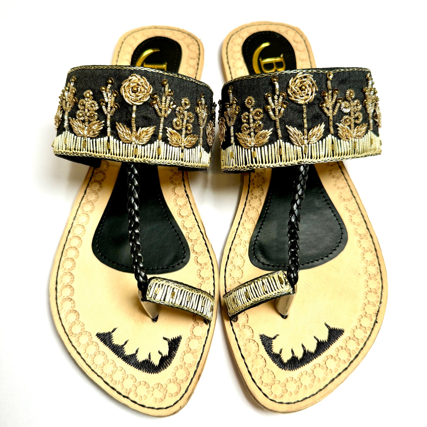 Bisma handmade embroidery toe post leather summer party wedding sandals Gulistan Sandals (B26)