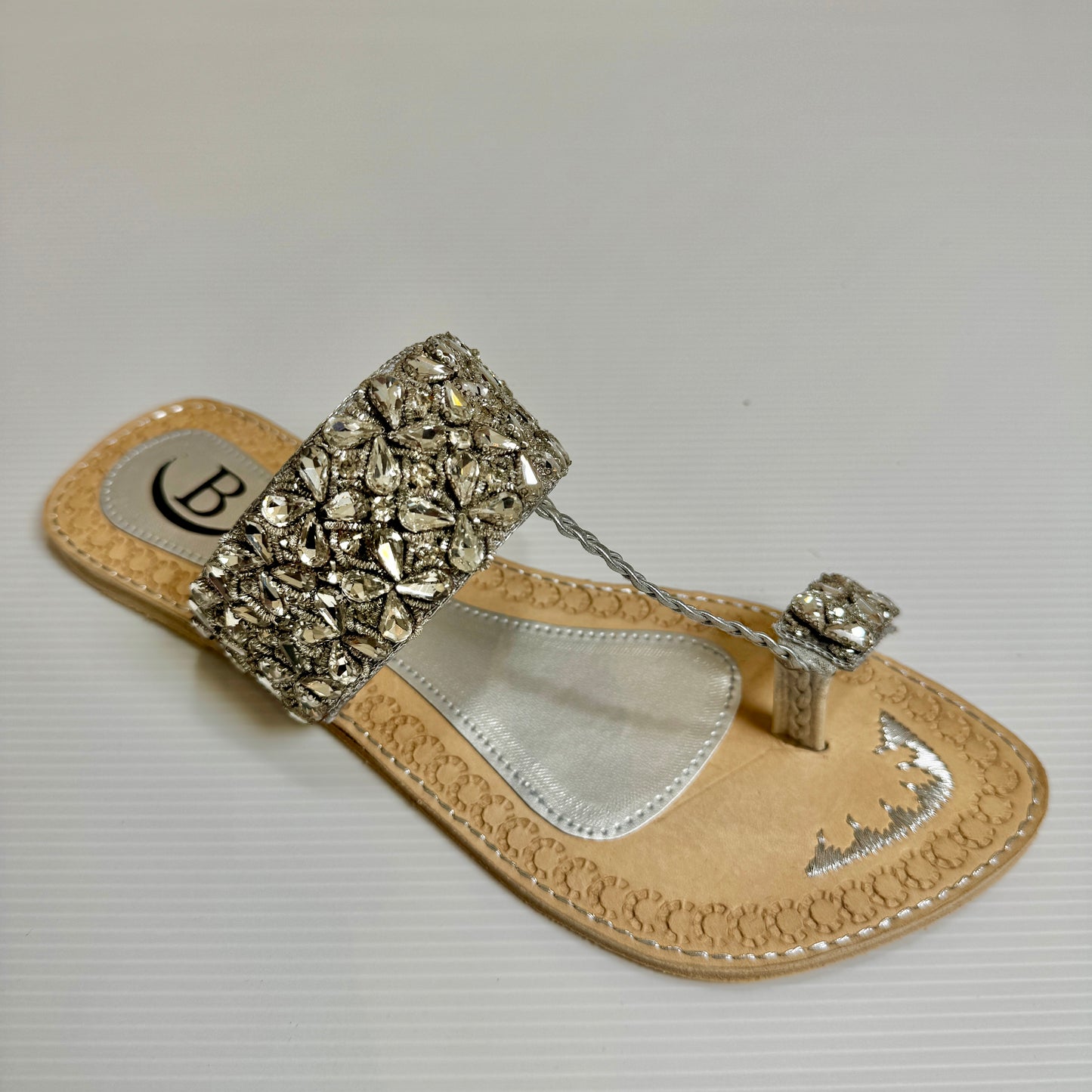 Bisma handmade embroidery toe post leather summer party wedding sandals Kohinoor Royale (B15)