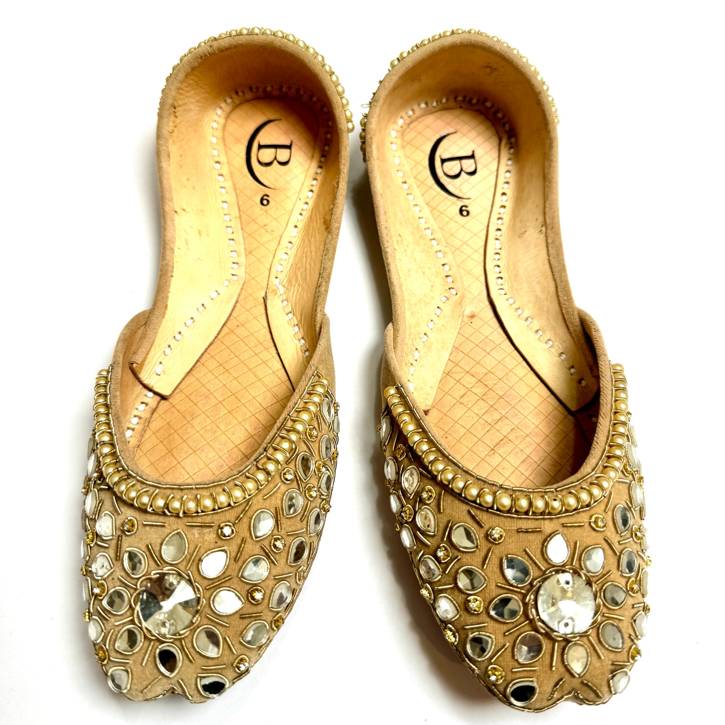 Bisma Handmade Khussa Mojri Indian Punjabi Jutti, Wedding Party Style Kundan(B28)