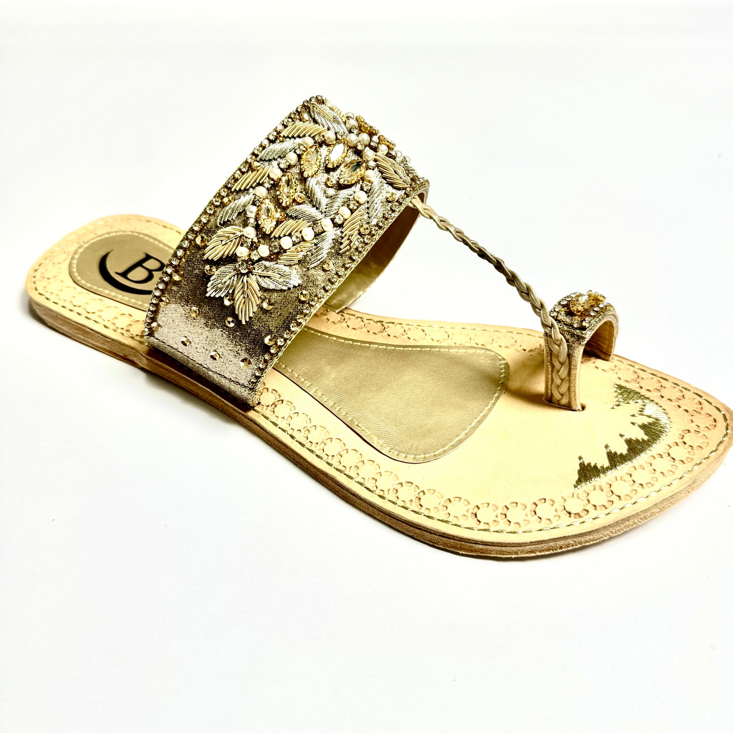 Bisma handmade embroidery toe post leather summer party wedding sandals Rang Mahaal (B18)