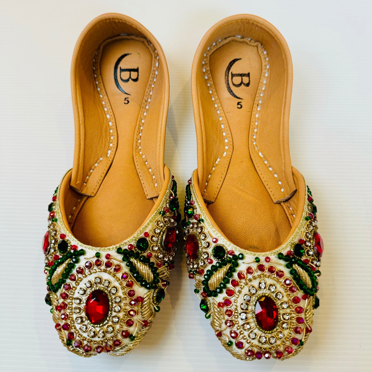 Bisma Handmade Khussa Mojri Indian Punjabi Jutti, Wedding Party Style Heera (B6)