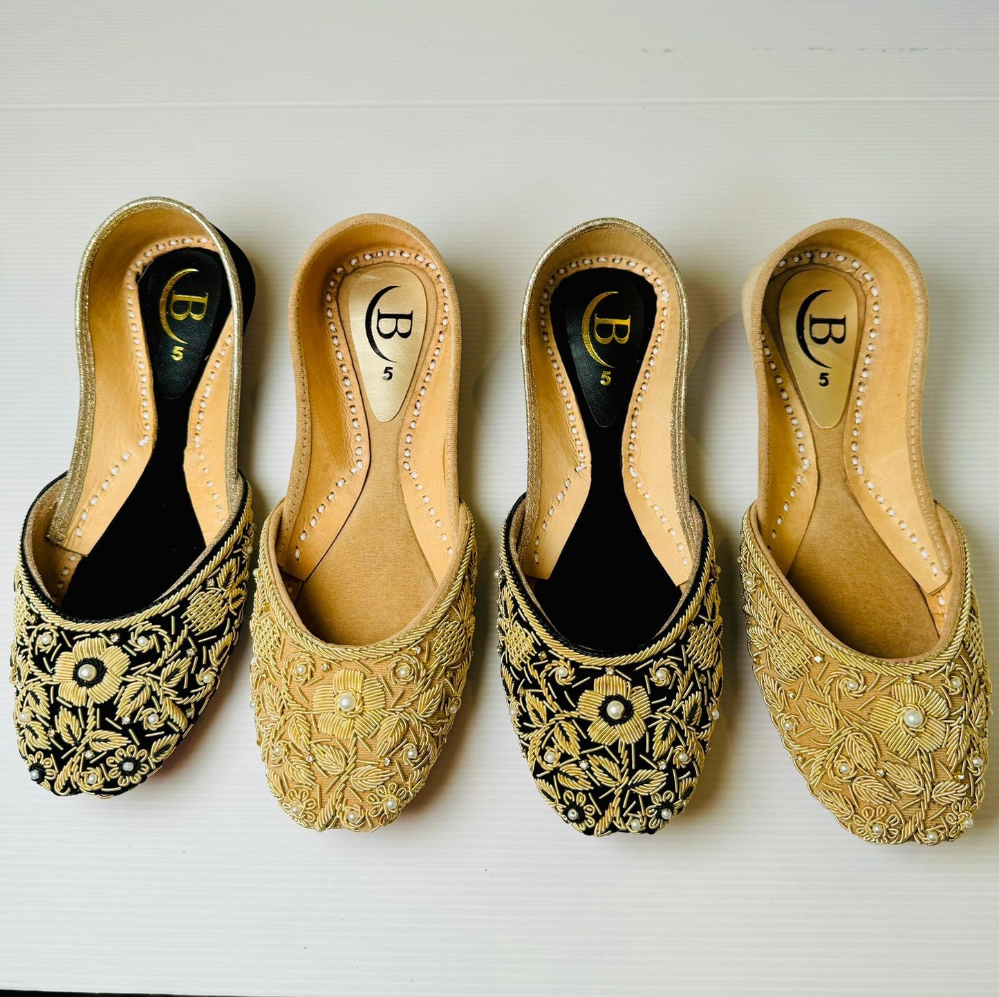 Bisma Handmade Khussa Mojri Indian Punjabi Jutti, Wedding Party Style Zari (B4)