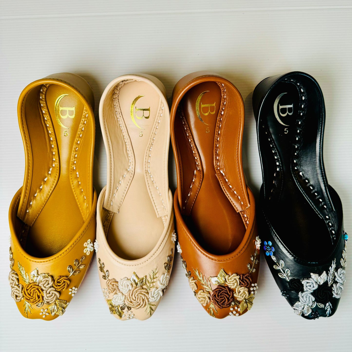 Bisma Handmade Khussa Mojri Indian Punjabi Jutti, Wedding Party Style Saanwri (B3)