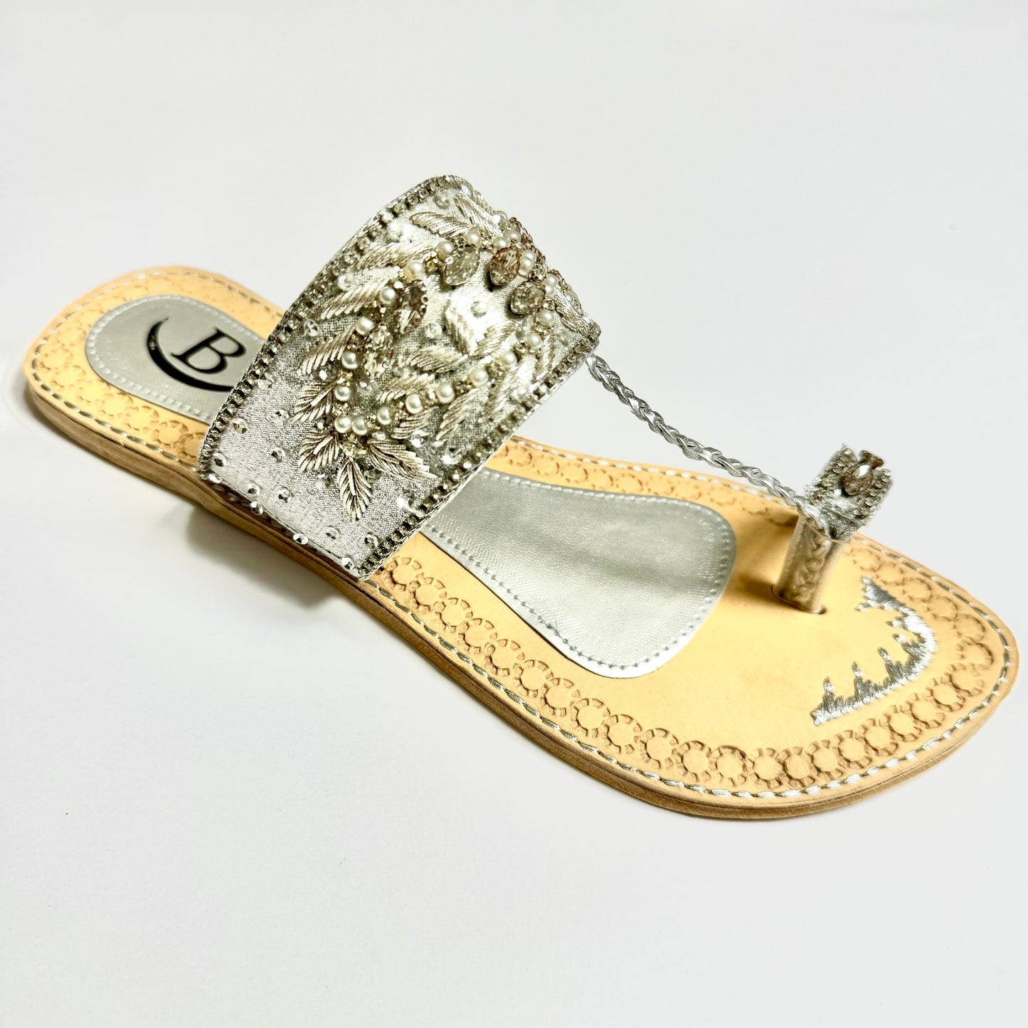 Bisma handmade embroidery toe post leather summer party wedding sandals Rang Mahaal (B18)