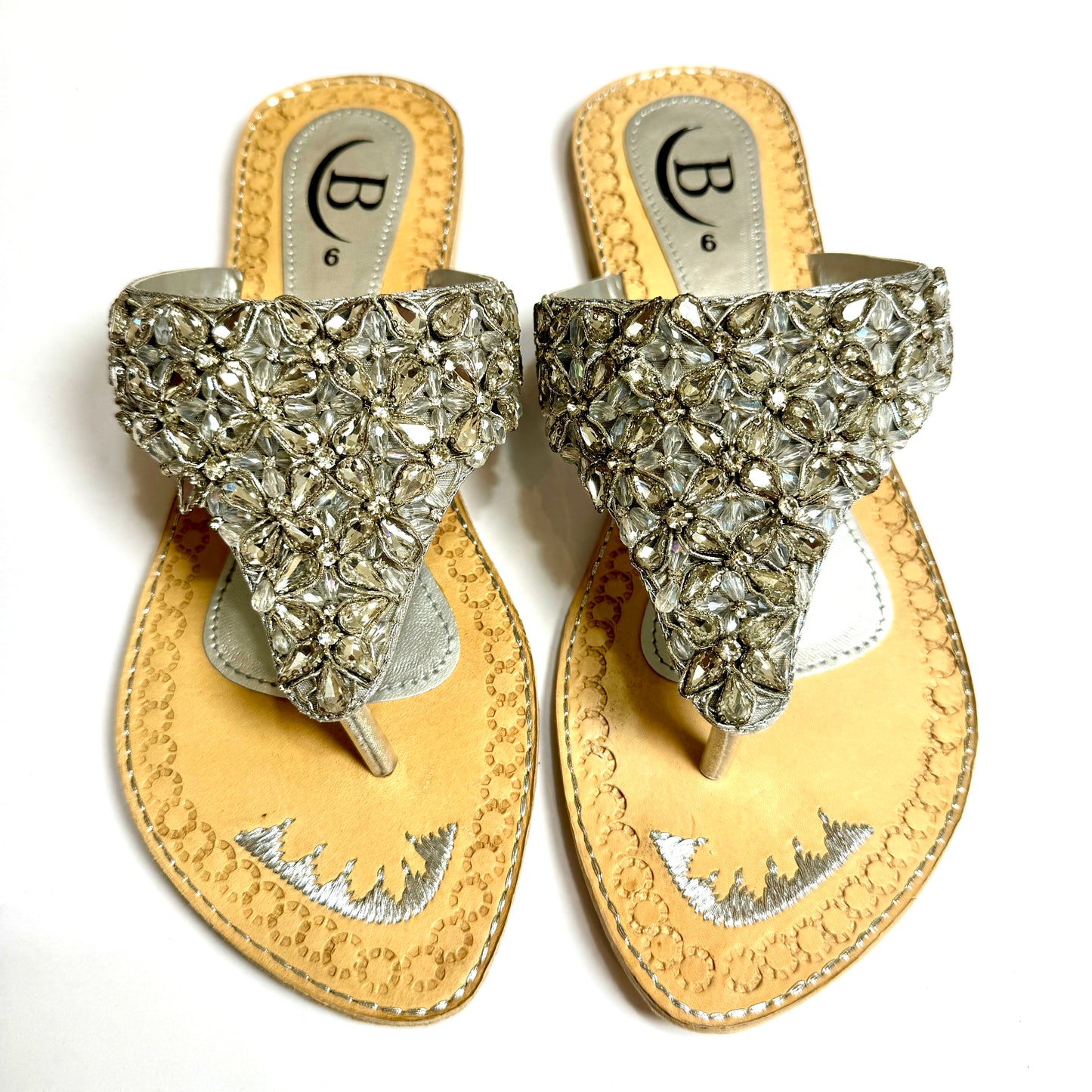 Bisma handmade embroidery toe post leather summer party wedding sandals Sheesha Mahal B19