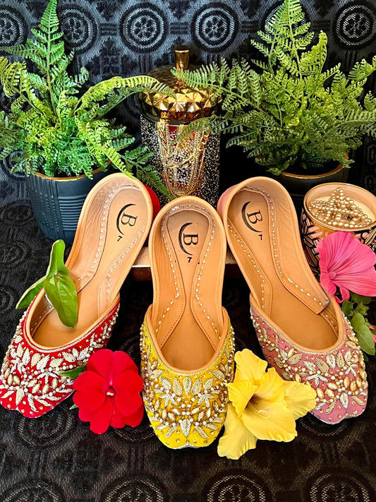 Bisma Handmade Khussa Mojri Indian Punjabi Jutti, Wedding Party Style Rang Mahal (B5)
