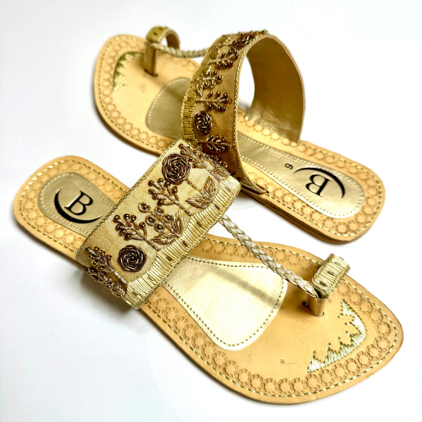 Bisma handmade embroidery toe post leather summer party wedding sandals Gulistan Sandals (B26)