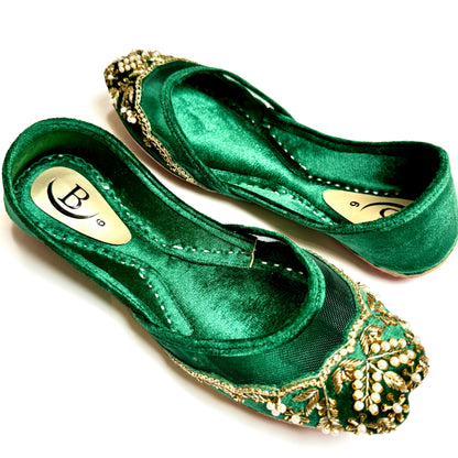 Bisma Handmade Khussa Mojri Indian Punjabi Jutti, Wedding Party Style Resham (B29)