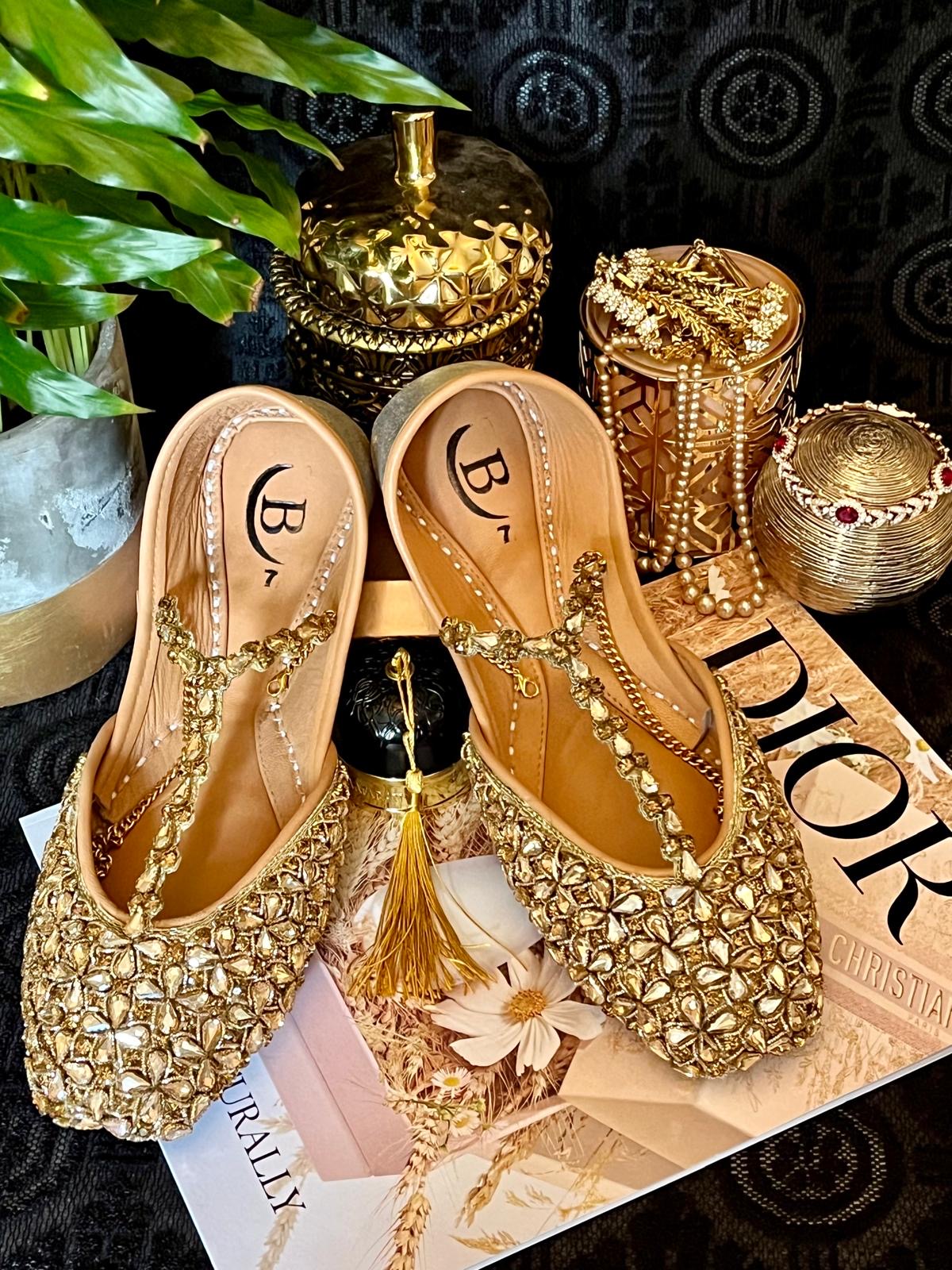 Bisma Handmade Khussa Mojri Indian Punjabi Jutti, Wedding Party Style Kohinoor  (B11)