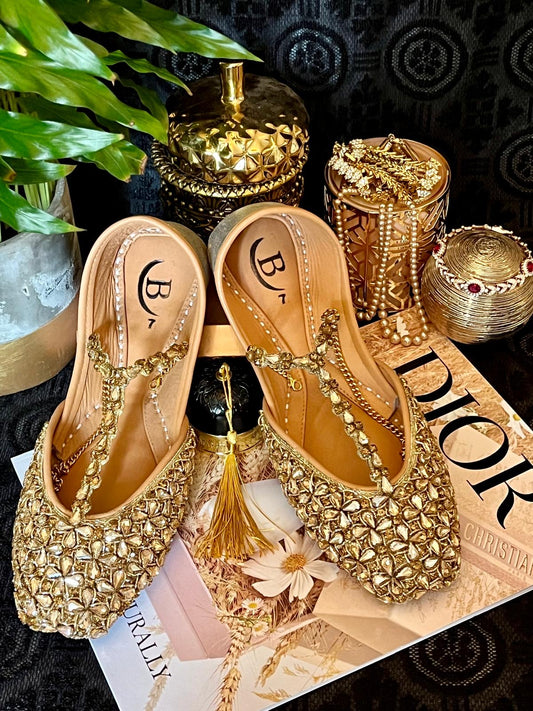 Bisma Handmade Khussa Mojri Indian Punjabi Jutti, Wedding Party Style Kohinoor  (B11)