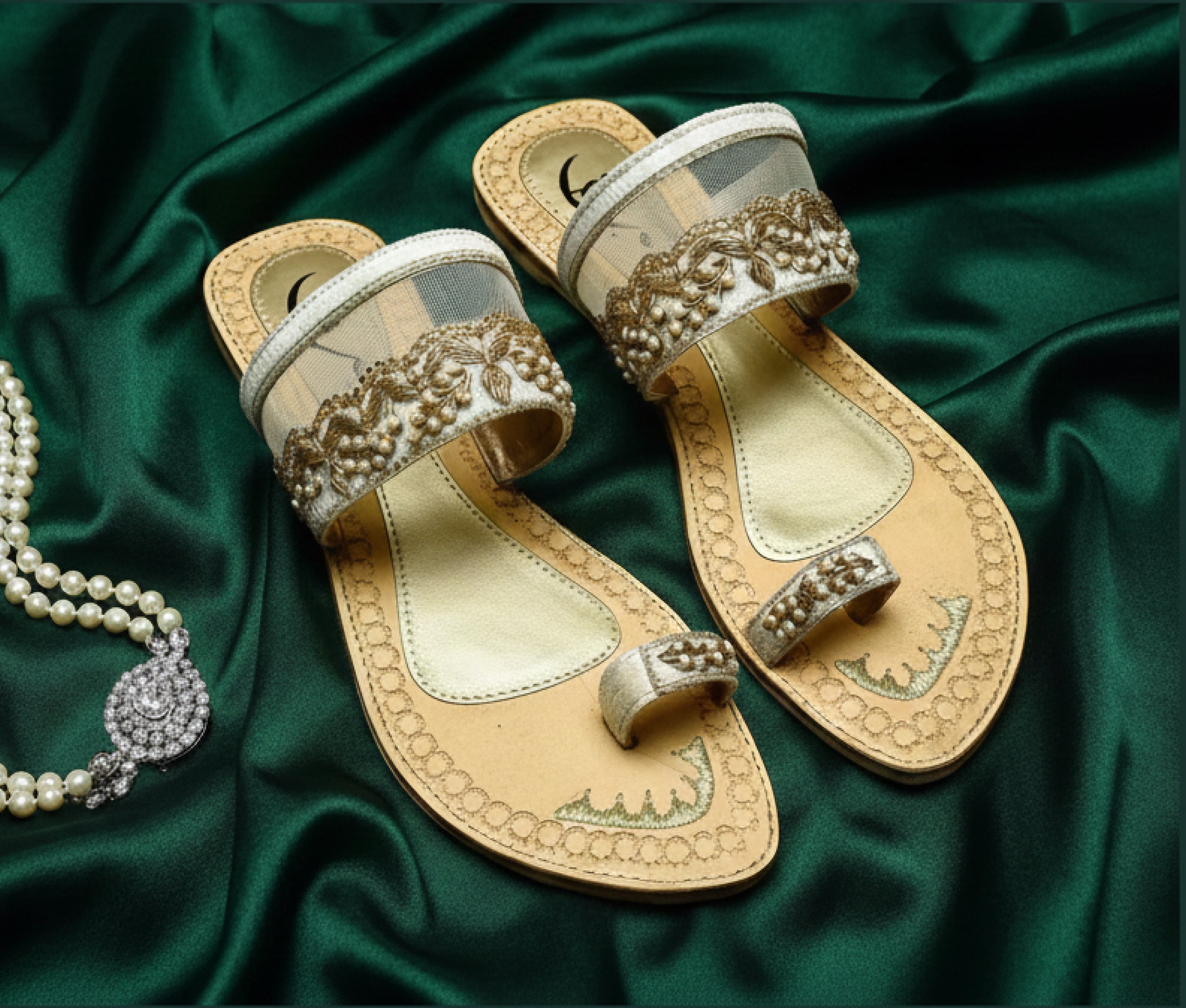 Bisma Handmade Embroidered Leather Toe-Post Sandals – Summer Party & Wedding FootwearResham Sandals (B23)