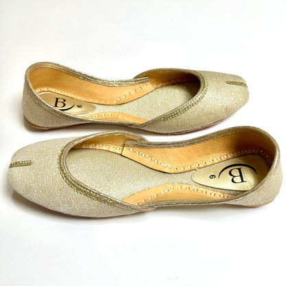 Bisma Handmade Khussa Mojri Indian Punjabi Jutti, Wedding Party Style Glitter Leather Mojri (B21)