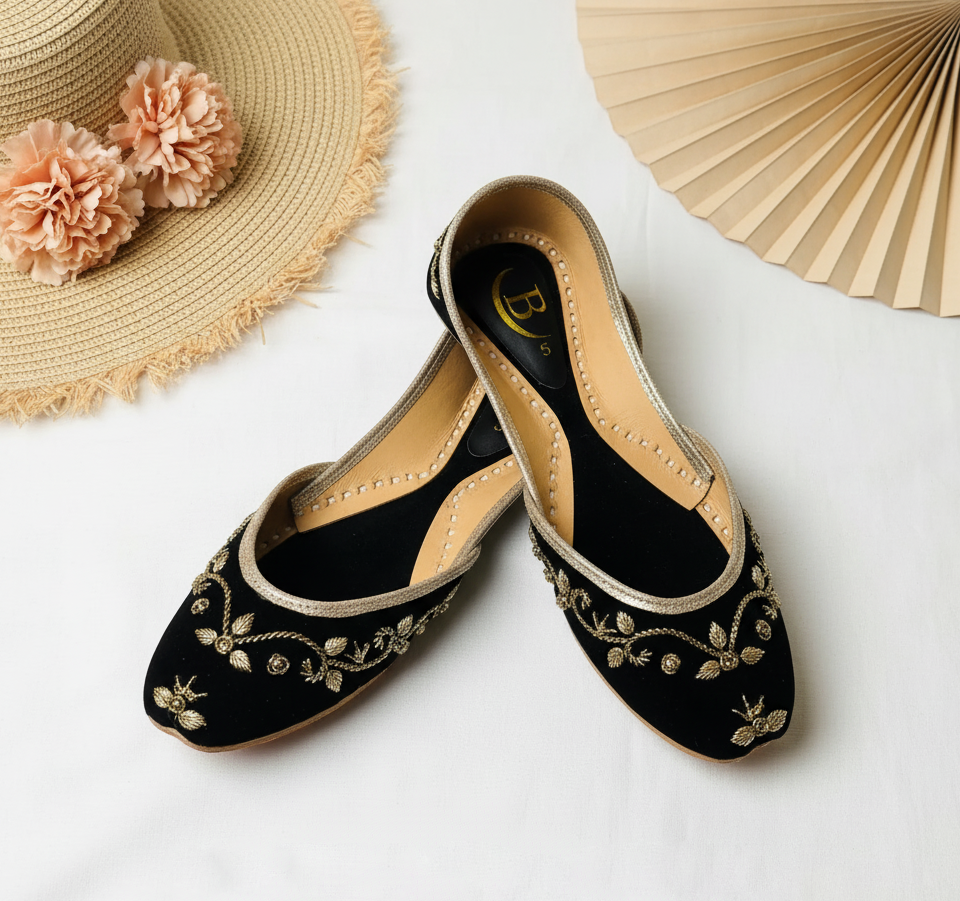 Bisma Handmade Khussa Mojri Indian Punjabi Jutti, Wedding Party Style Shehnaai (B2)