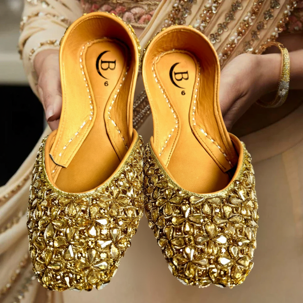 Bisma Kohinoor Handmade Khussa Mojri – Luxury Indian Punjabi Jutti for Wedding & Party (B30)
