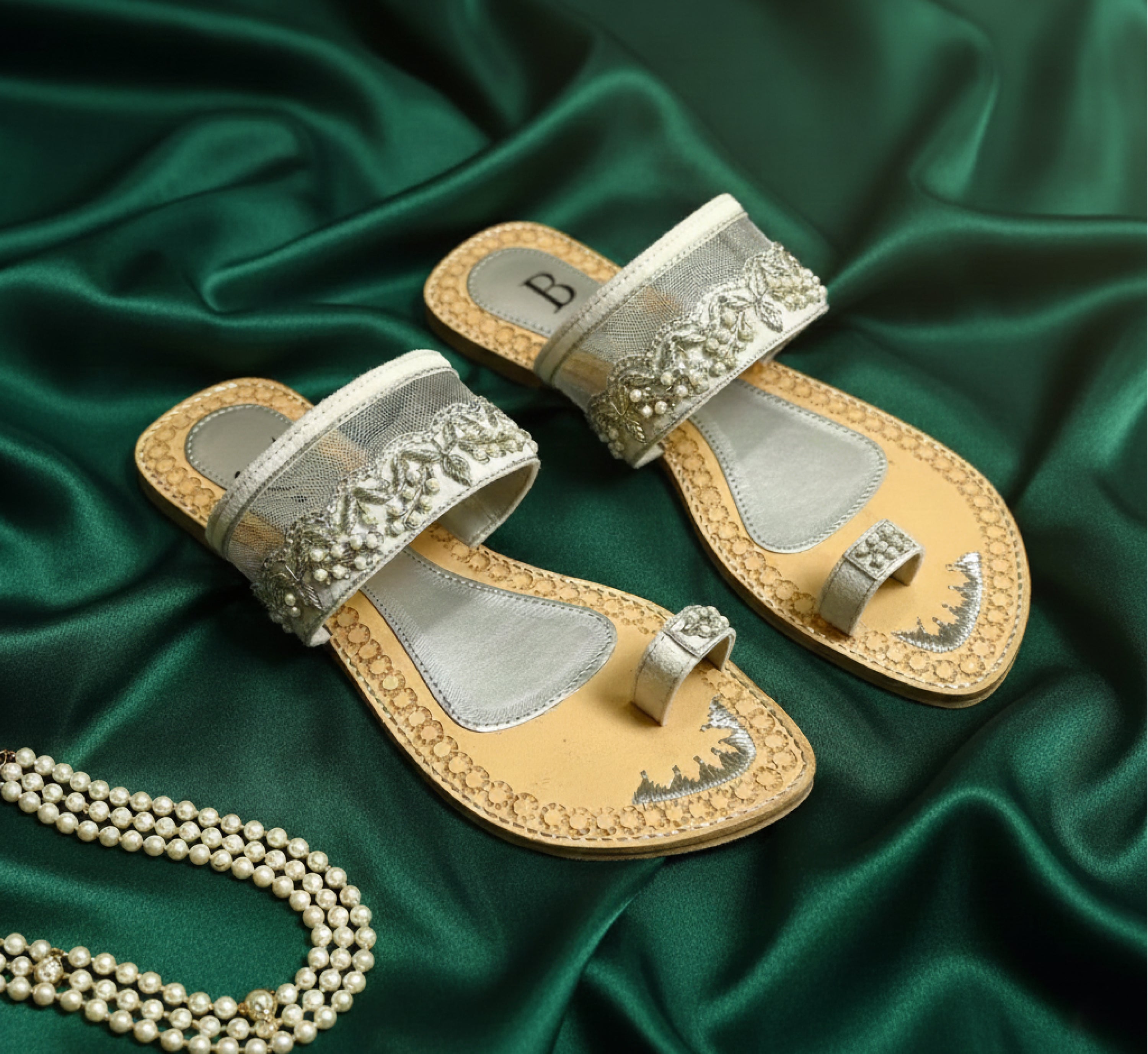 Bisma Handmade Embroidered Leather Toe-Post Sandals – Summer Party & Wedding FootwearResham Sandals (B23)