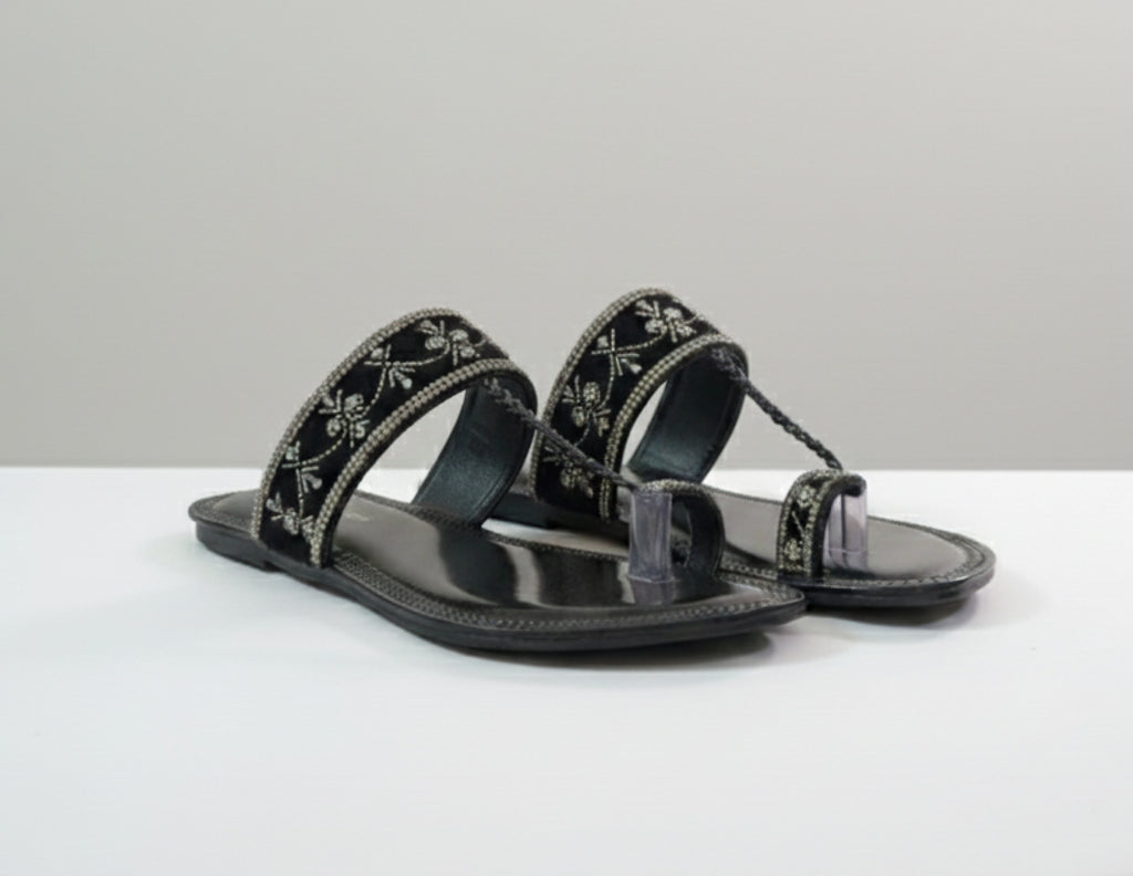 Bisma Embellished Toe - Ring Sandals of Pure Elegance and Sophistication (B74)