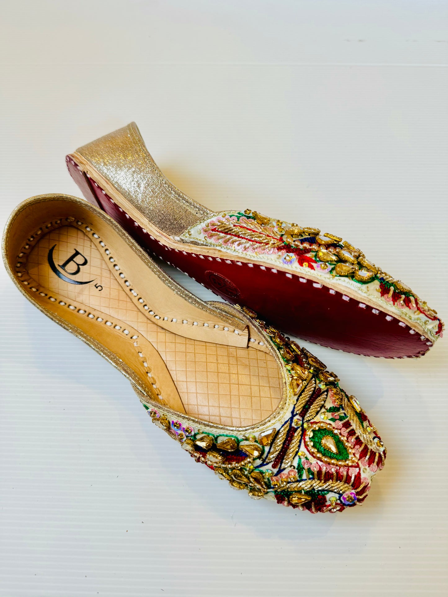 Bisma Handmade Khussa Mojri Indian Punjabi Jutti, Wedding Party Style Heera Mandi(B8)