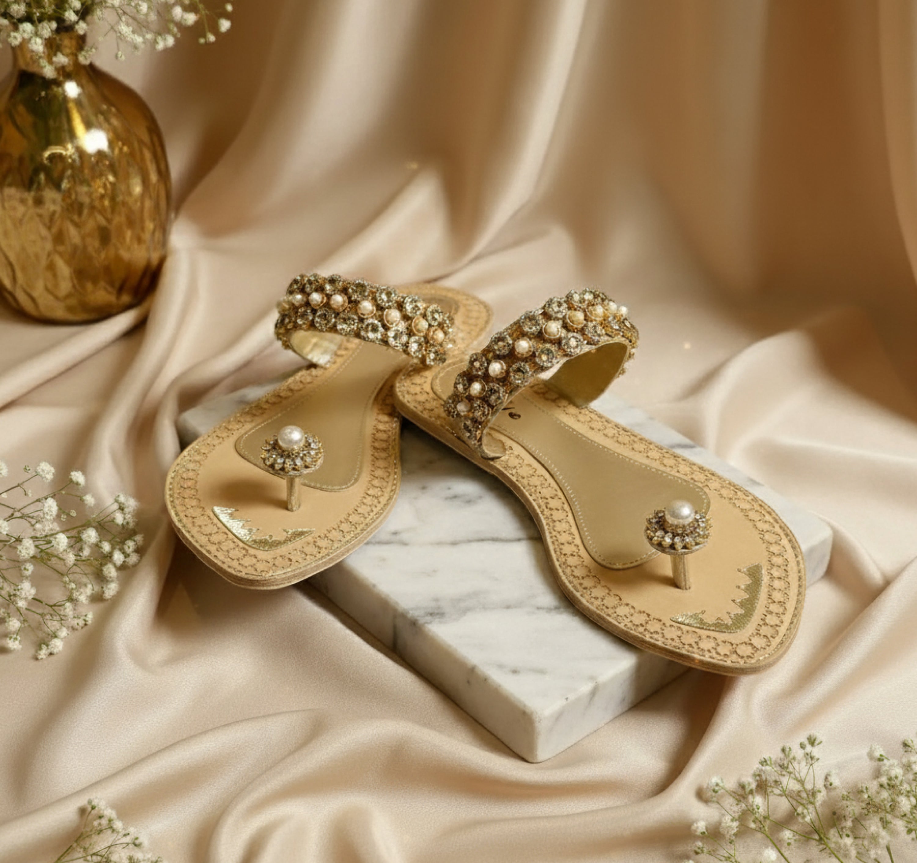 Bisma handmade embroidery toe post leather summer party wedding sandals Dilruba (B13)