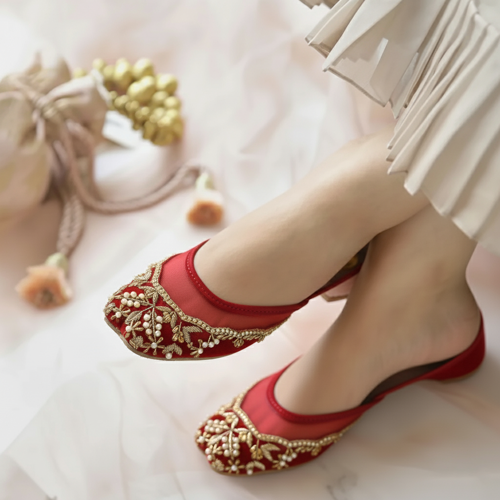 Bisma Handmade Wedding Khussa – Resham Embroidered Party Mojari (B29)