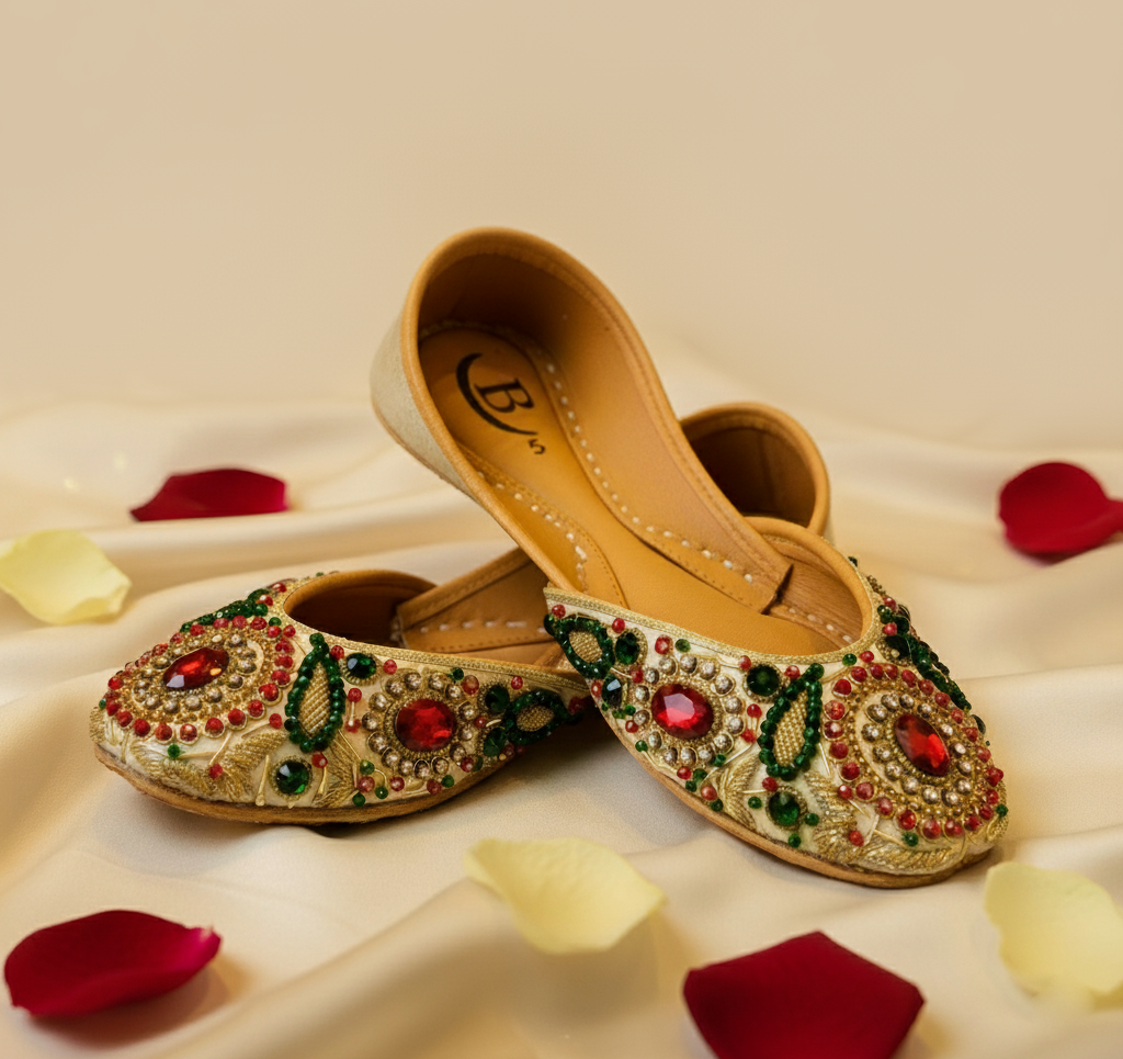 Bisma Handmade Khussa Mojri Indian Punjabi Jutti, Wedding Party Style Heera  (B6)