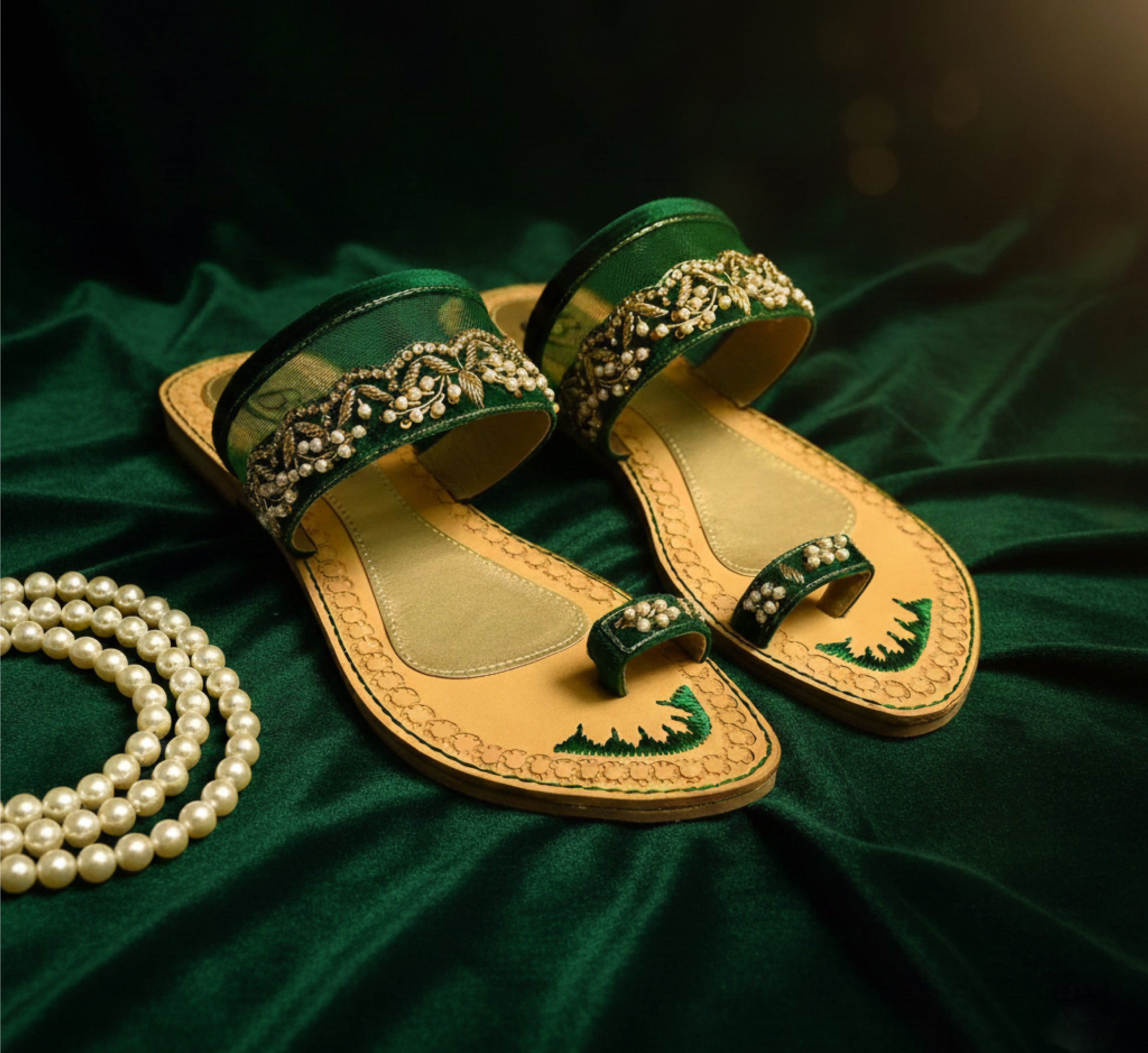 Bisma Handmade Embroidered Leather Toe-Post Sandals – Summer Party & Wedding FootwearResham Sandals (B23)