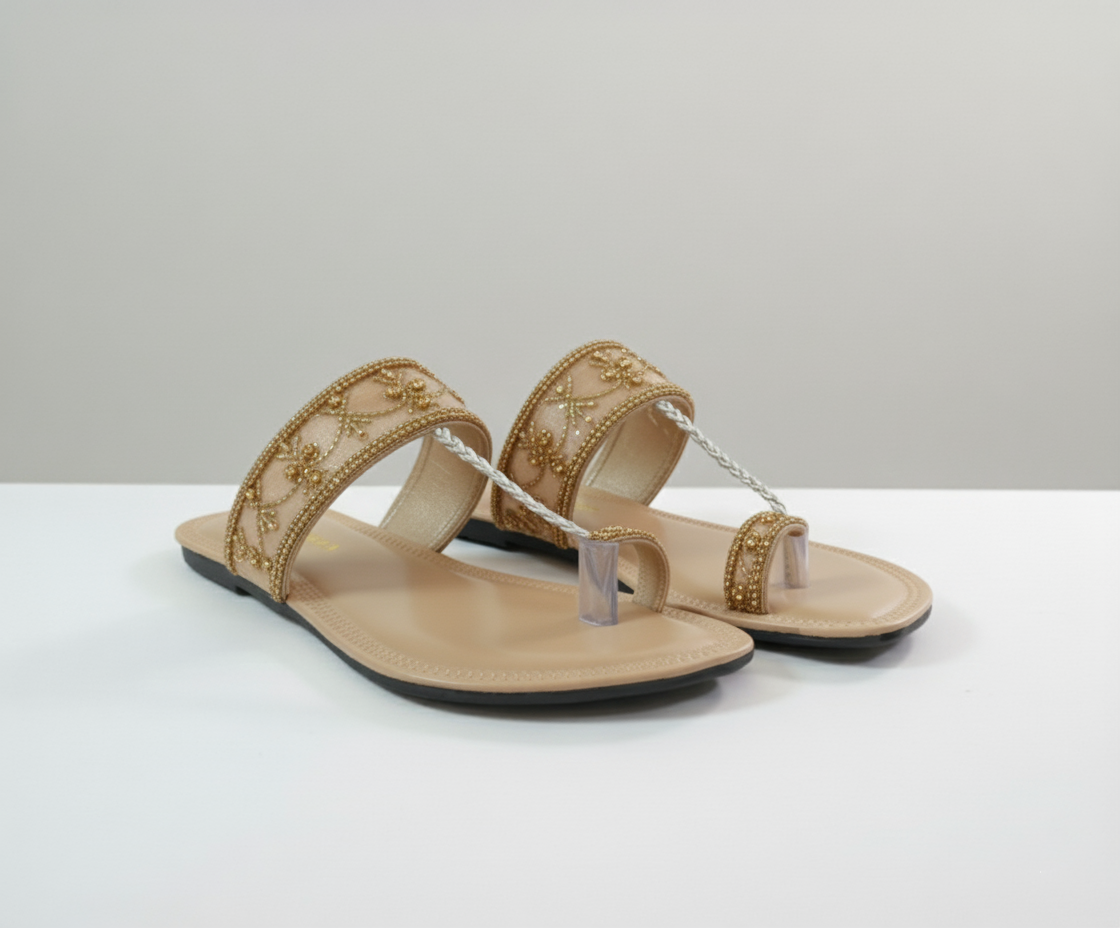 Bisma Embellished Toe - Ring Sandals of Pure Elegance and Sophistication (B74)