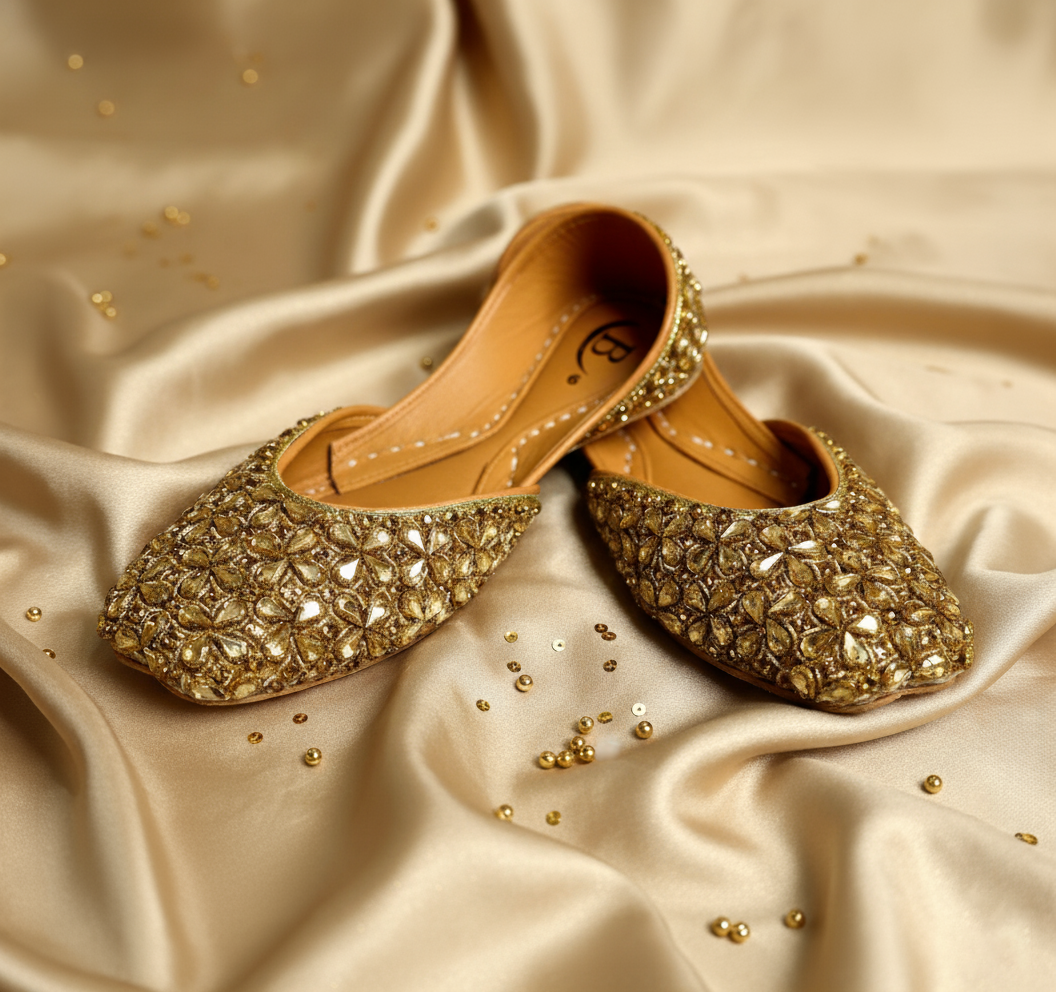 Bisma Kohinoor Handmade Khussa Mojri – Luxury Indian Punjabi Jutti for Wedding & Party (B30)