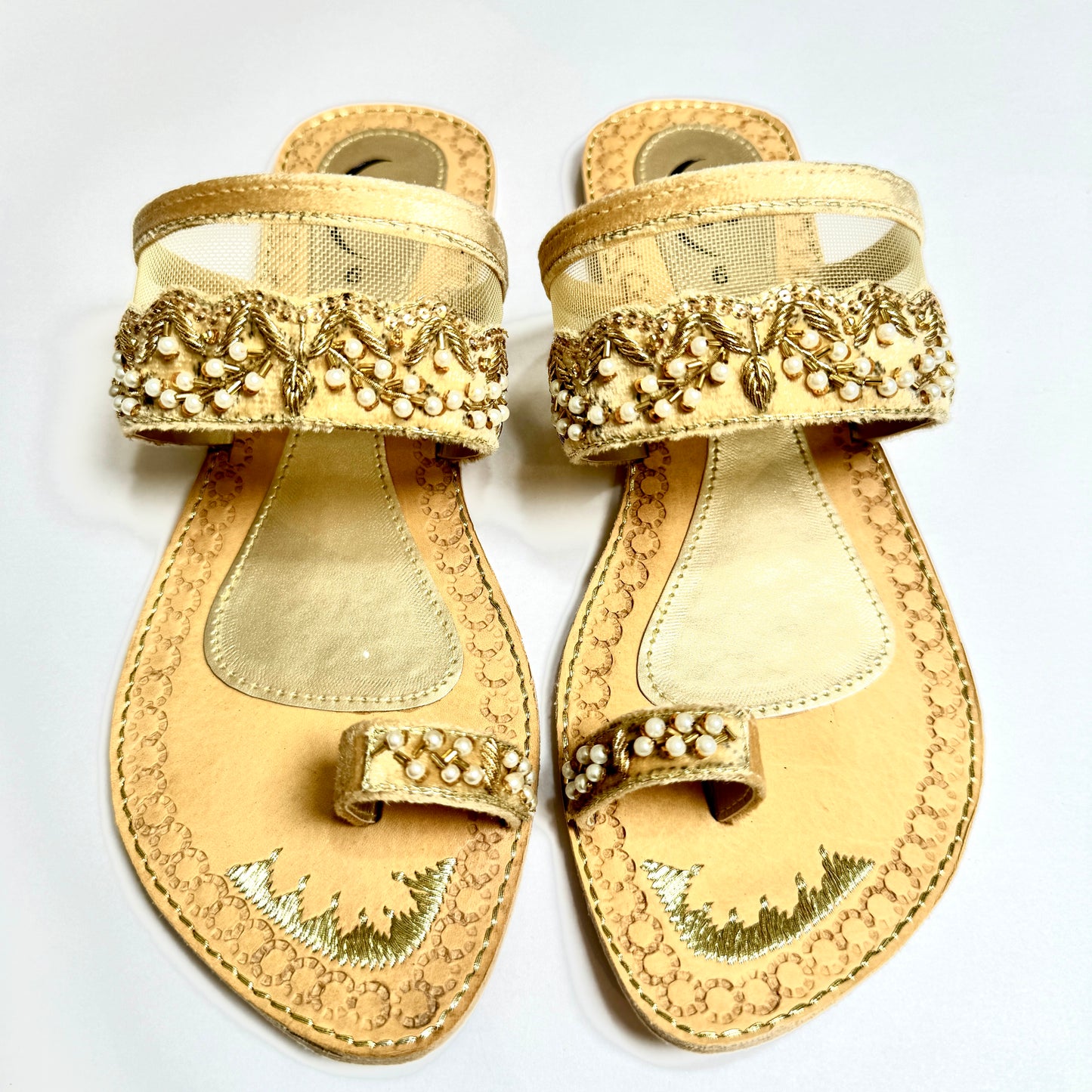Bisma handmade embroidery toe post leather summer party wedding sandals Resham Sandals (B23)