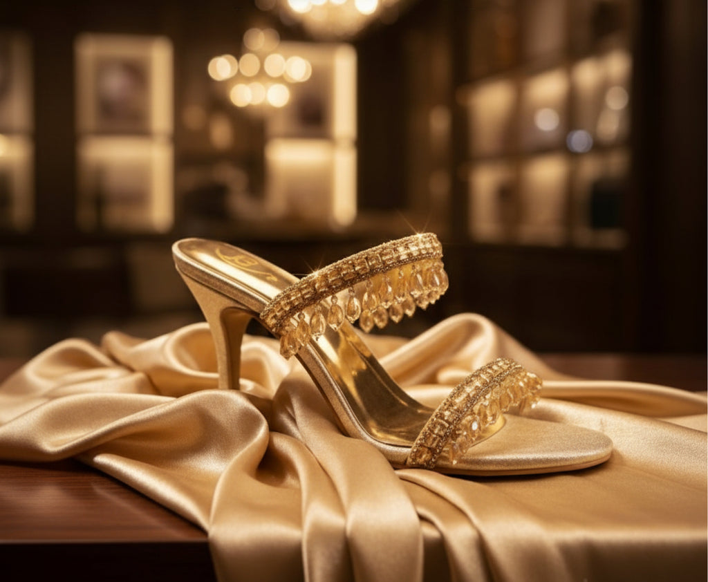 Bisma Masterpiece – Diamanté & Pearl Party Sandals✨ (B49)