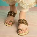 Bisma Noor Mahal Handmade Embroidered Leather Toe-Post Sandals – Wedding & Summer Party Wear (B25)