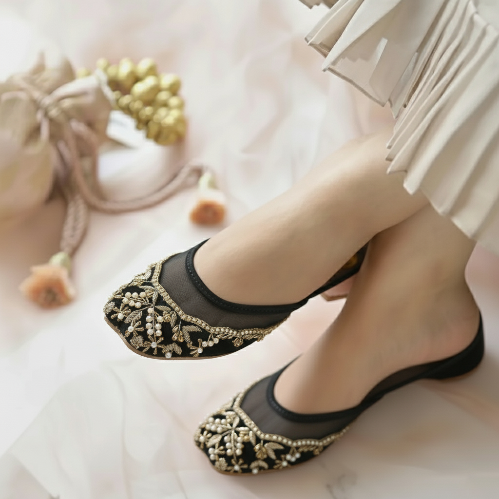 Bisma Handmade Wedding Khussa – Resham Embroidered Party Mojari (B29)