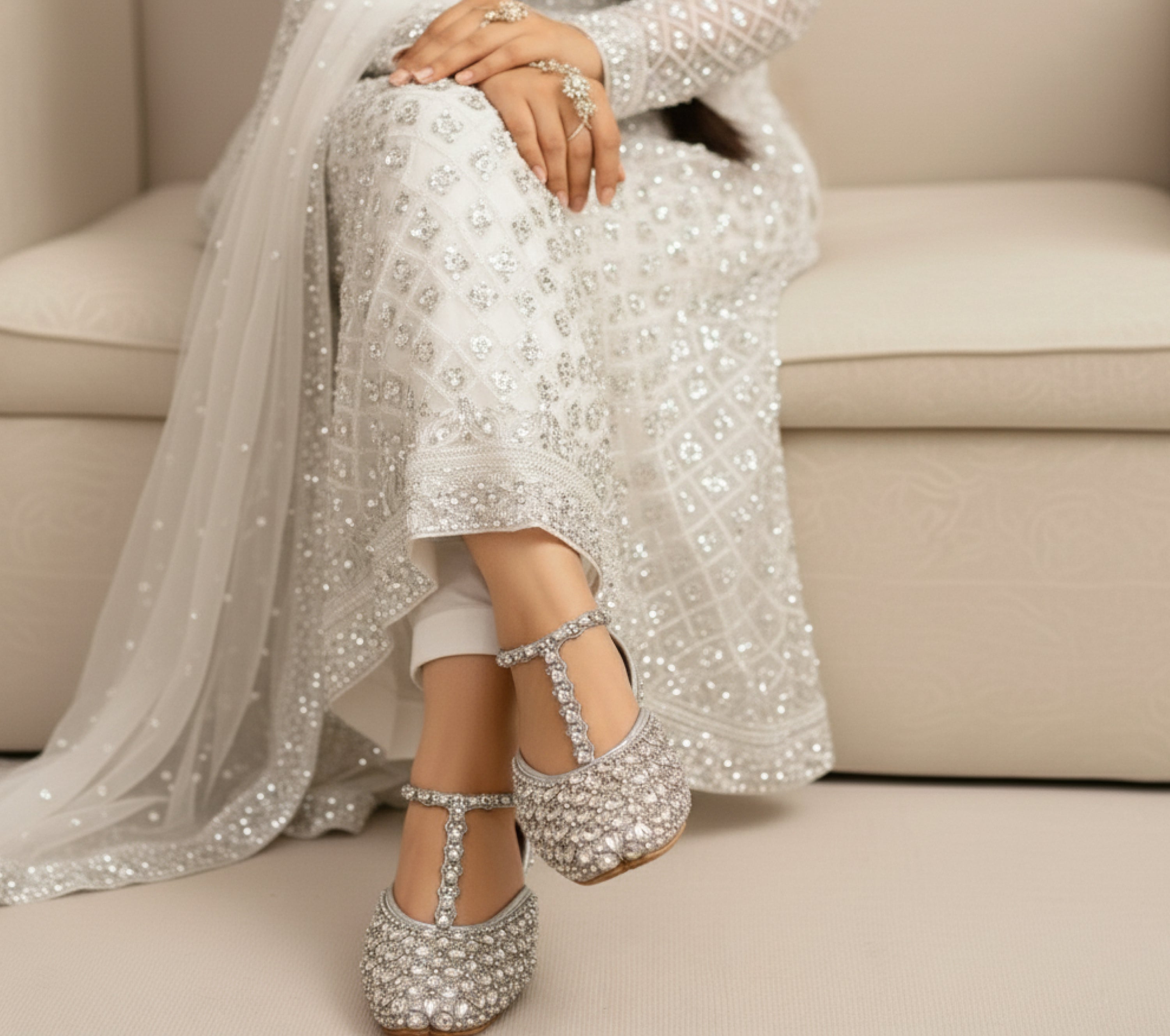 Bisma Handmade Khussa Mojri Indian Punjabi Jutti, Wedding Party Style Kohinoor  (B11)