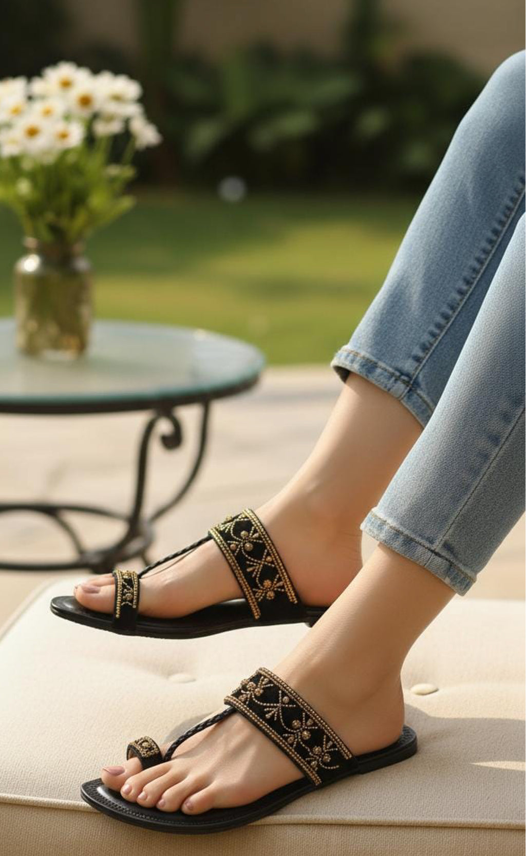 Bisma Embellished Toe - Ring Sandals of Pure Elegance and Sophistication (B74)