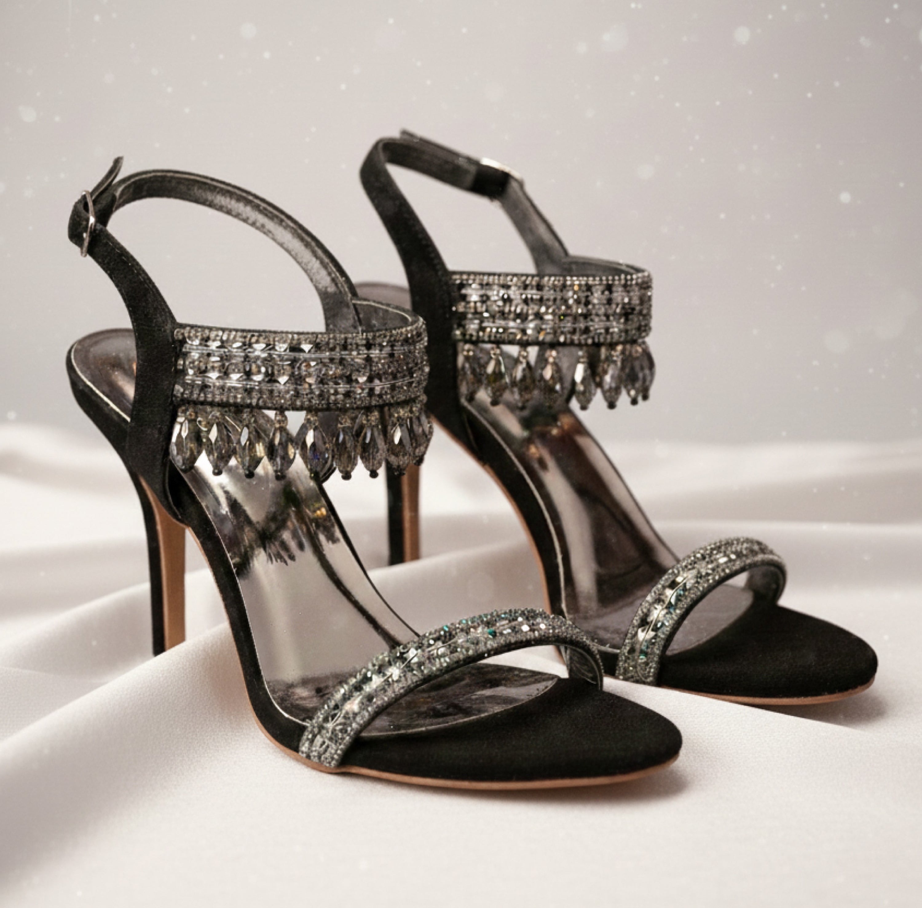 Bisma Luxury Handmade Sandal 4 inch heel Black, Gold, Silver, Wedding Party Style (B36) Diamante Pearl Effect