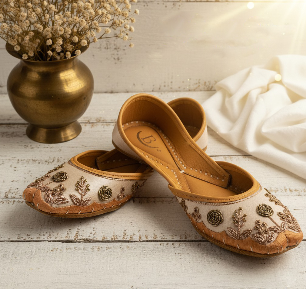 Bisma Handmade Khussa Mojri Indian Punjabi Jutti, Wedding Party Style Guilstan (B1)