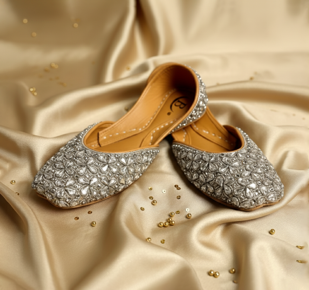 Bisma Kohinoor Handmade Khussa Mojri – Luxury Indian Punjabi Jutti for Wedding & Party (B30)
