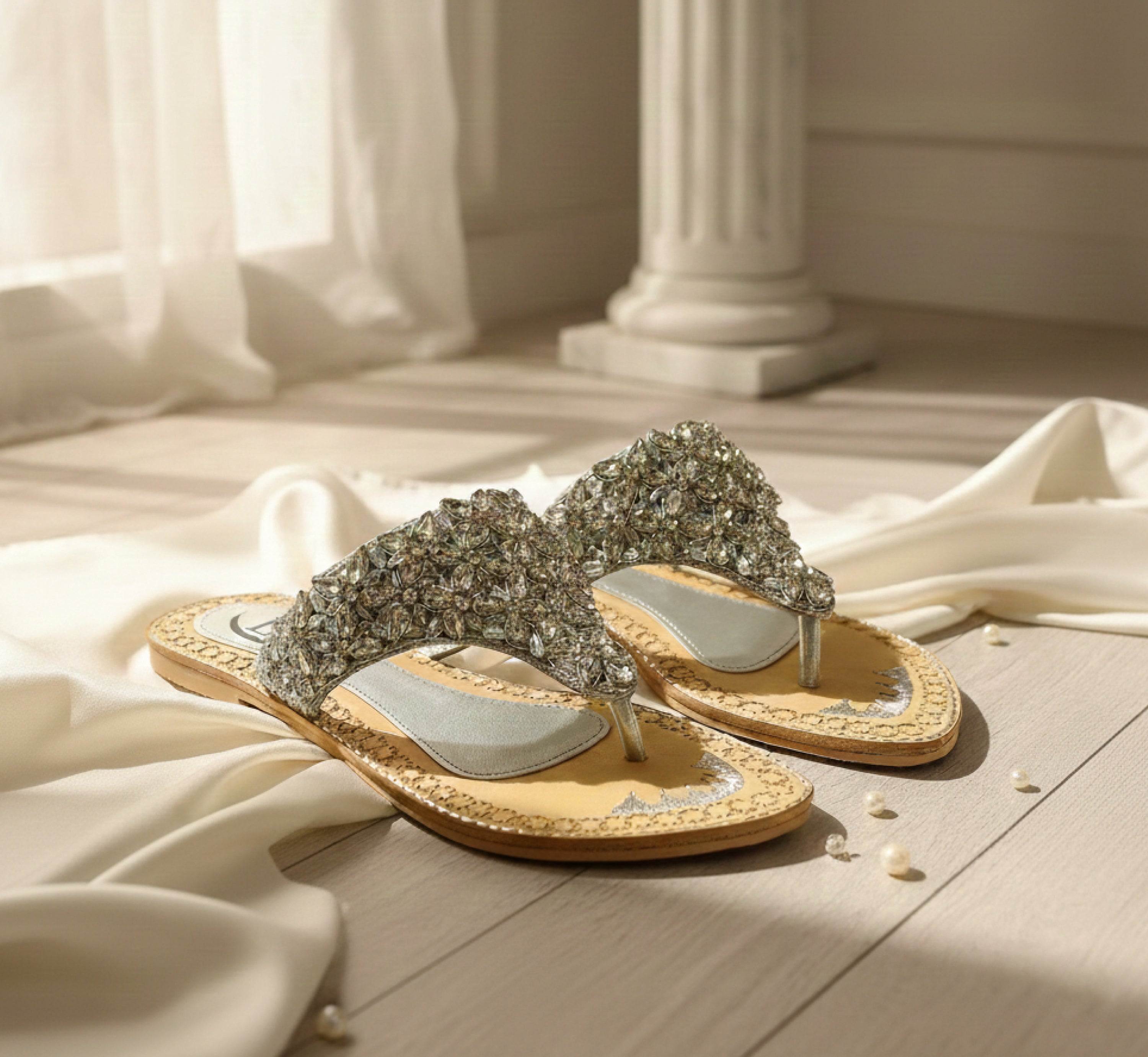 Bisma Handmade Embroidered Leather Toe Post Sandals – Sheesha Mahal(B19)