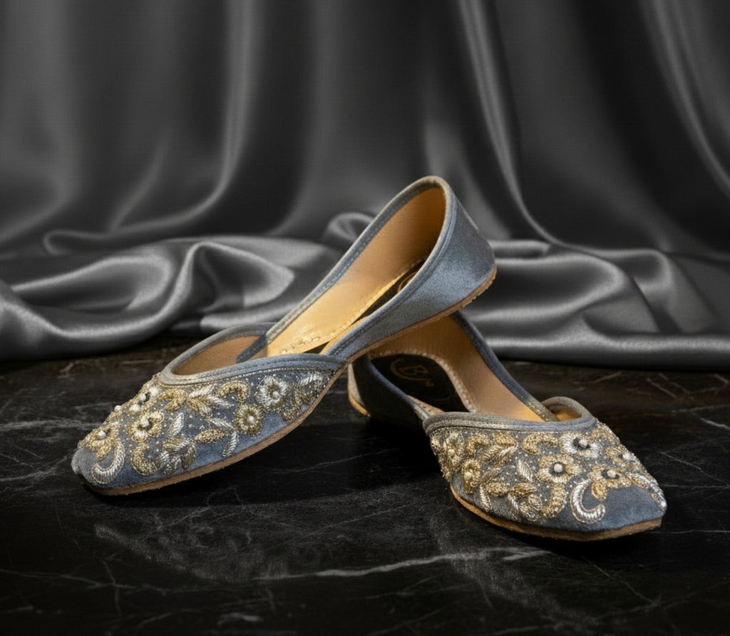 Bisma Luxury Handmade Khussa Mojri Indian Punjabi Jutti, Wedding Party Style (B34)