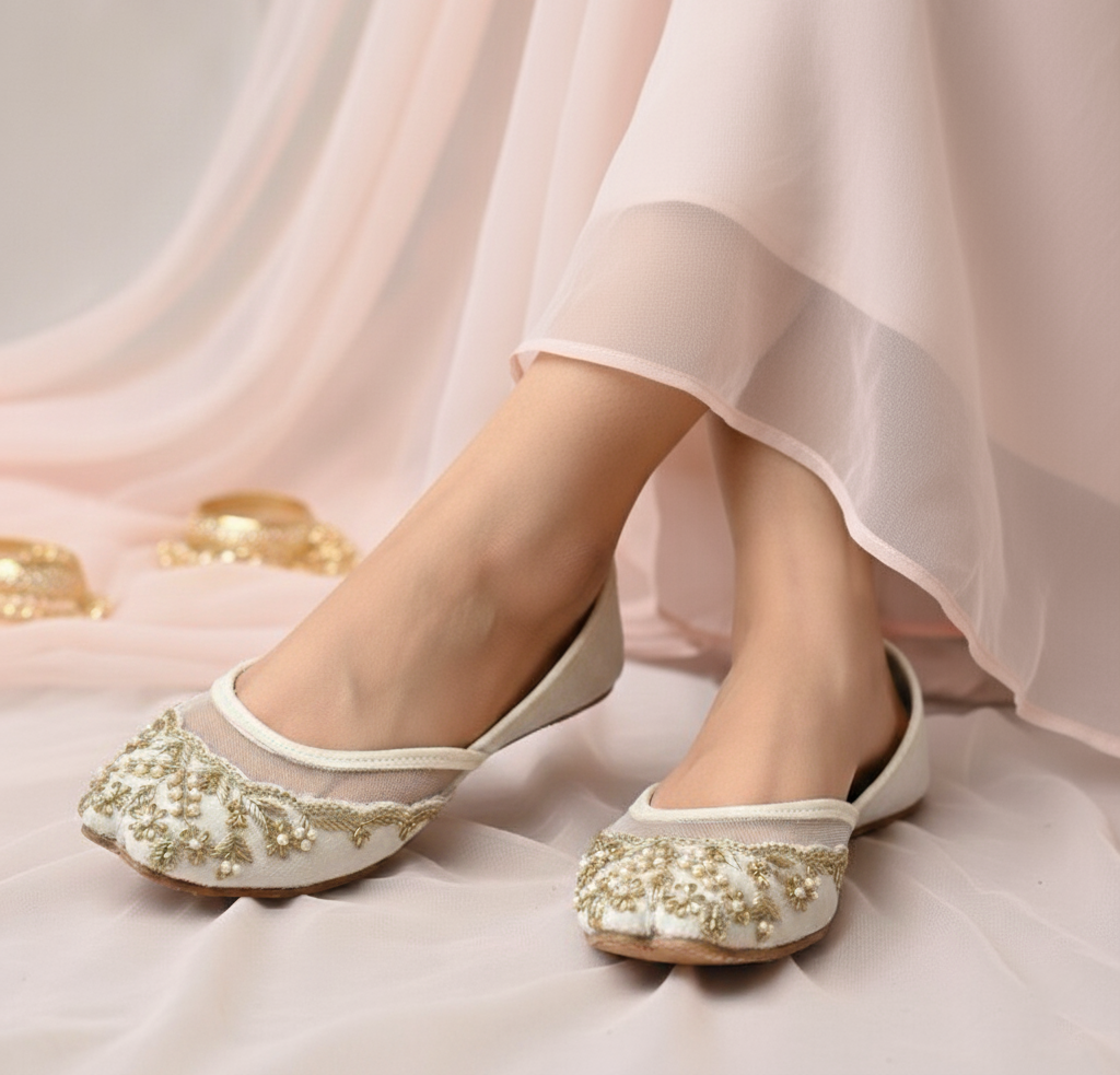 Bisma Handmade Wedding Khussa – Resham Embroidered Party Mojari (B29)