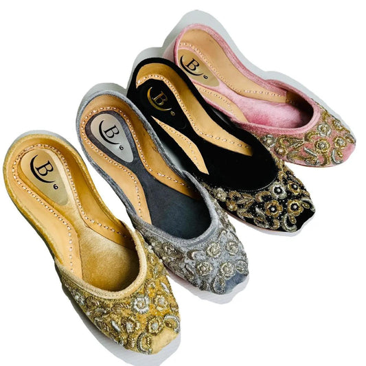 Bisma Luxury Handmade Khussa Mojri Indian Punjabi Jutti, Wedding Party Style (B34)