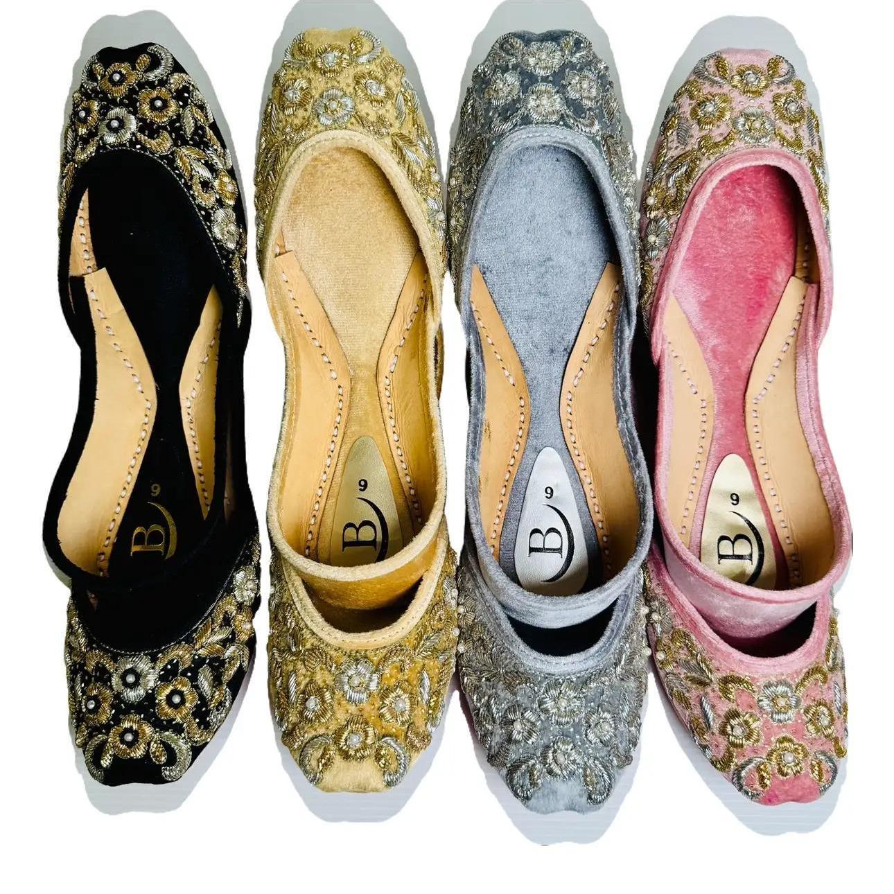 Bisma Luxury Handmade Khussa Mojri Indian Punjabi Jutti, Wedding Party Style (B34)