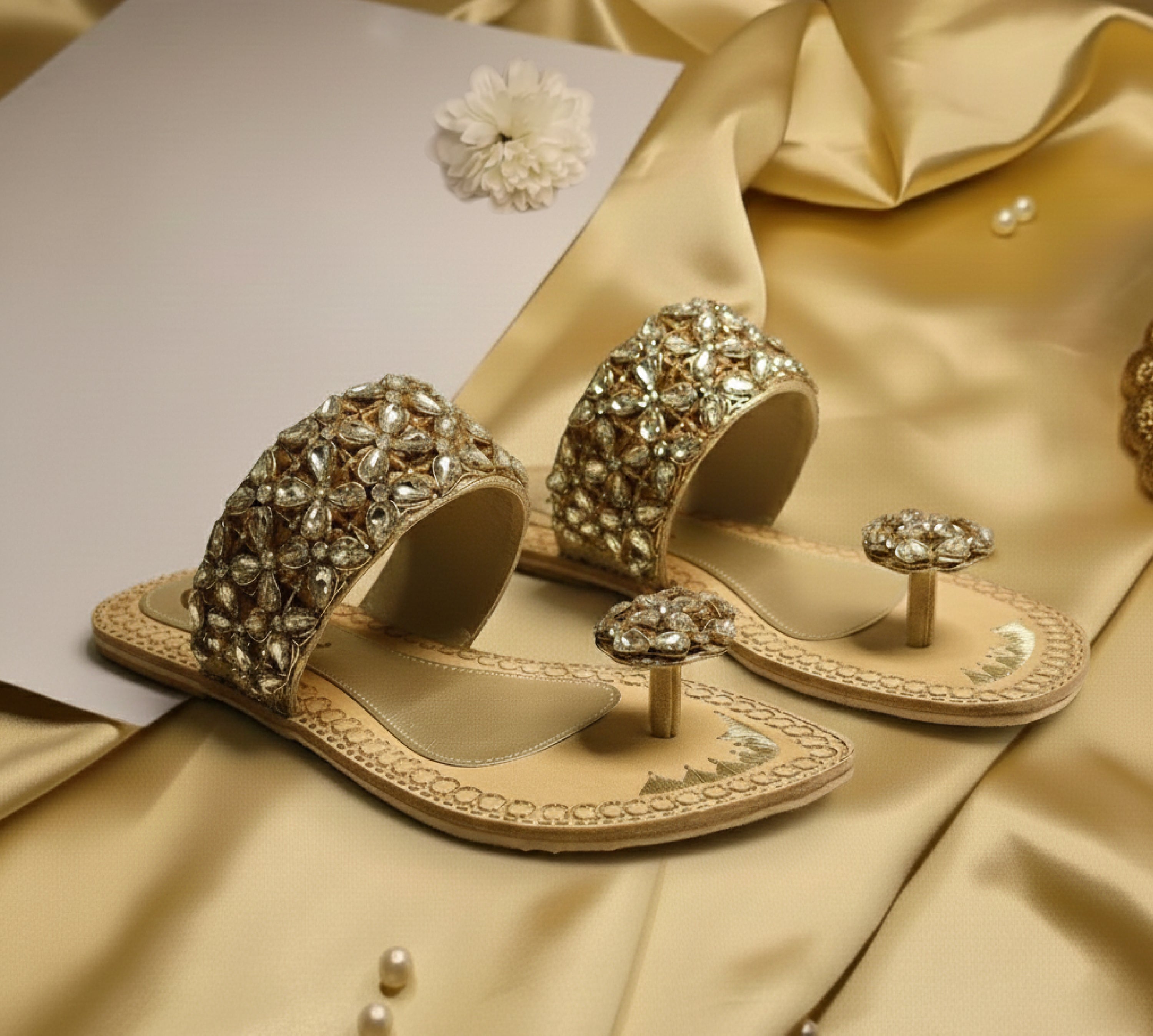 Bisma handmade embroidery toe post leather summer party wedding sandals Sheesha Mahal (B24)